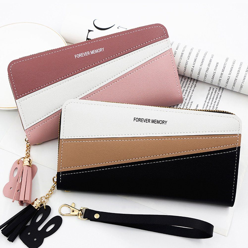 Handtasche 2 Geldbörse Blusmart Tragbare Portemonnaie, Passende Clutch-Geldbörse, Geldbeutel, pink 3-farbig