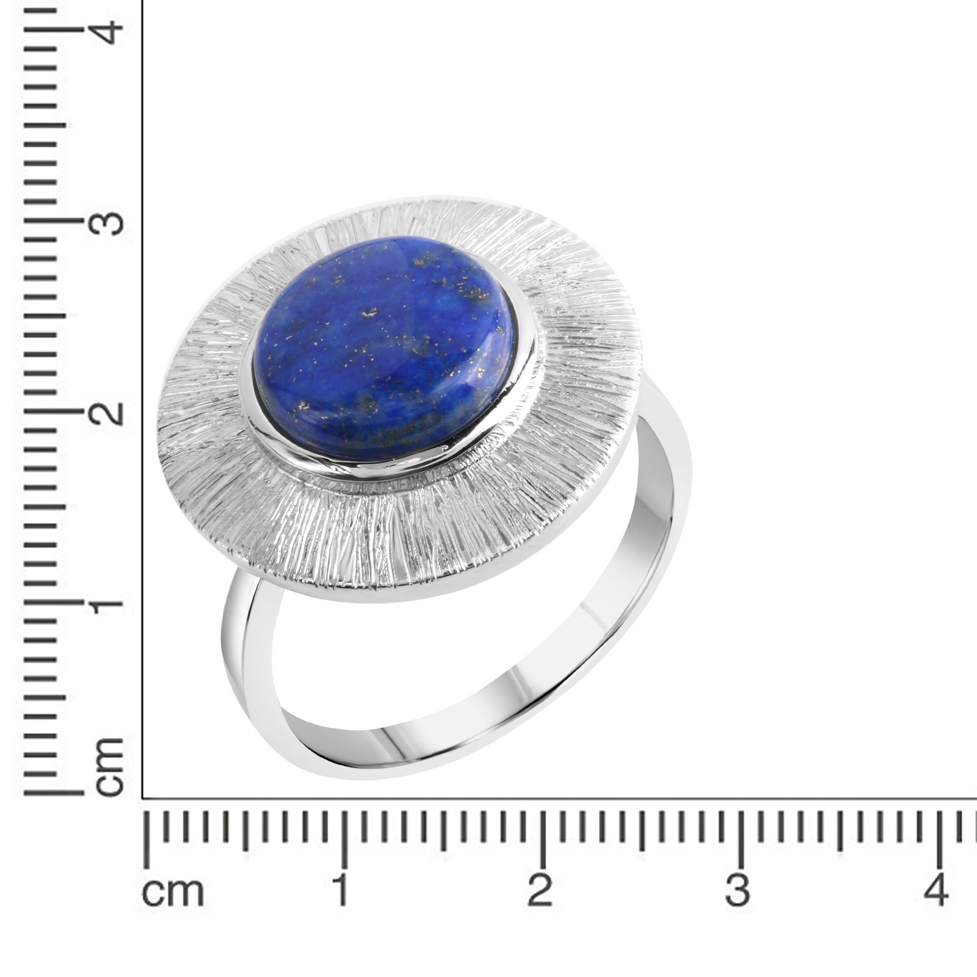 Zeeme Fingerring Silber 925 rhodiniert glanz/matt mit echtem Lapis 10mm – Bild 2 von 3