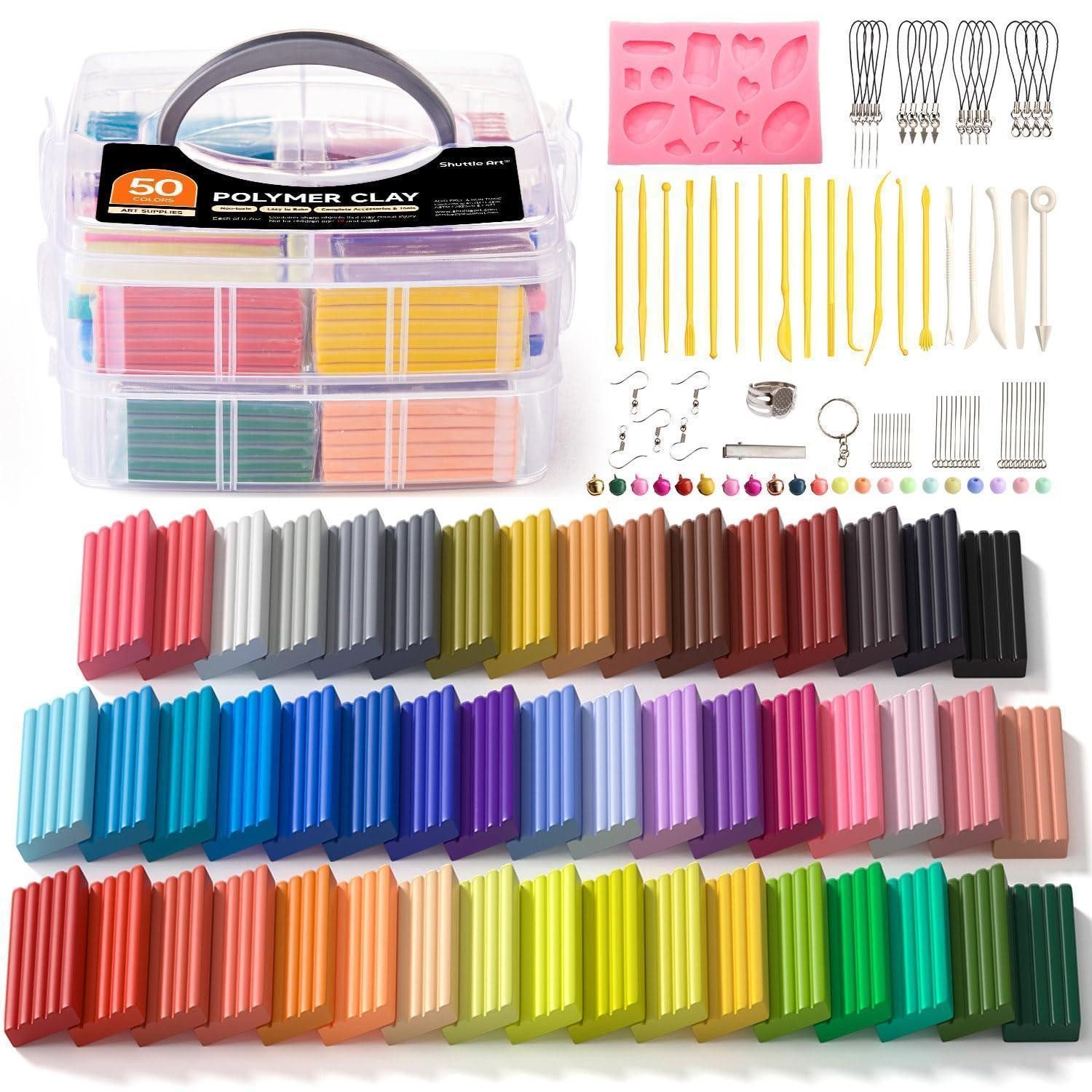 LuxusKollektion Modelliermasse Polymer Clay Set 50 Farben, 1,4 kg, Modelliermasse, Backkneten