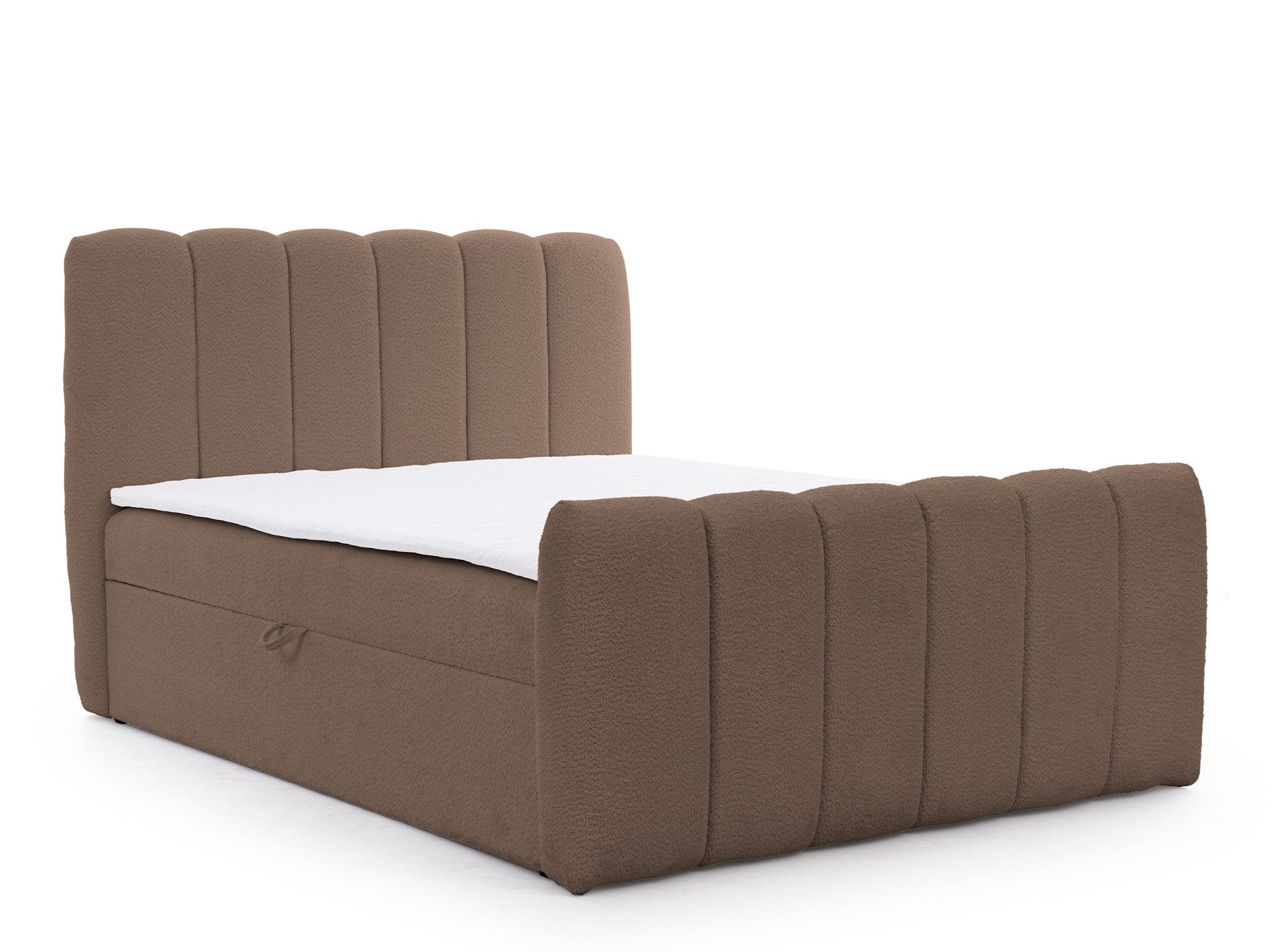 Home Collective Boxspringbett Polsterbett Doppelbett Bubble Bett mit Stauraum & Topper, viele Größen (mit Taschenfederkern-Matratze & leichtgängiger Federmechanik), trendiger Bouclé Bubble Look weicher Chenille-Stoff Braun