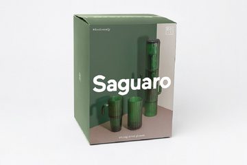 DOIY Longdrinkglas Saguaro Grün Kaktus, Glas, 4er Gläserset für mexikanisches Flair in der Küche