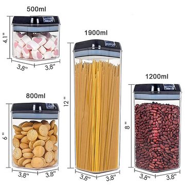 Intirilife Aufbewahrungssystem, PP, (7-tlg), 7-tlg Set Lebensmittelbehälter Aufbewahrungsboxen verschiedene Größen