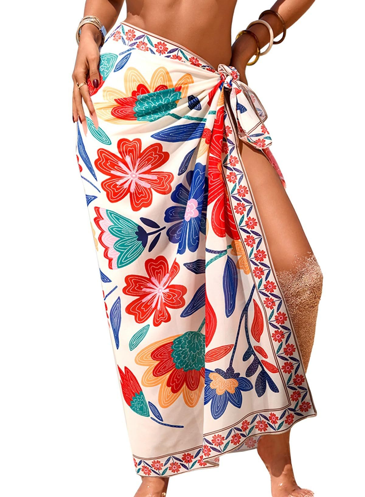 nsihing Pareo Strandtuch Damen Pareo, Transparent mit Blumenmuster