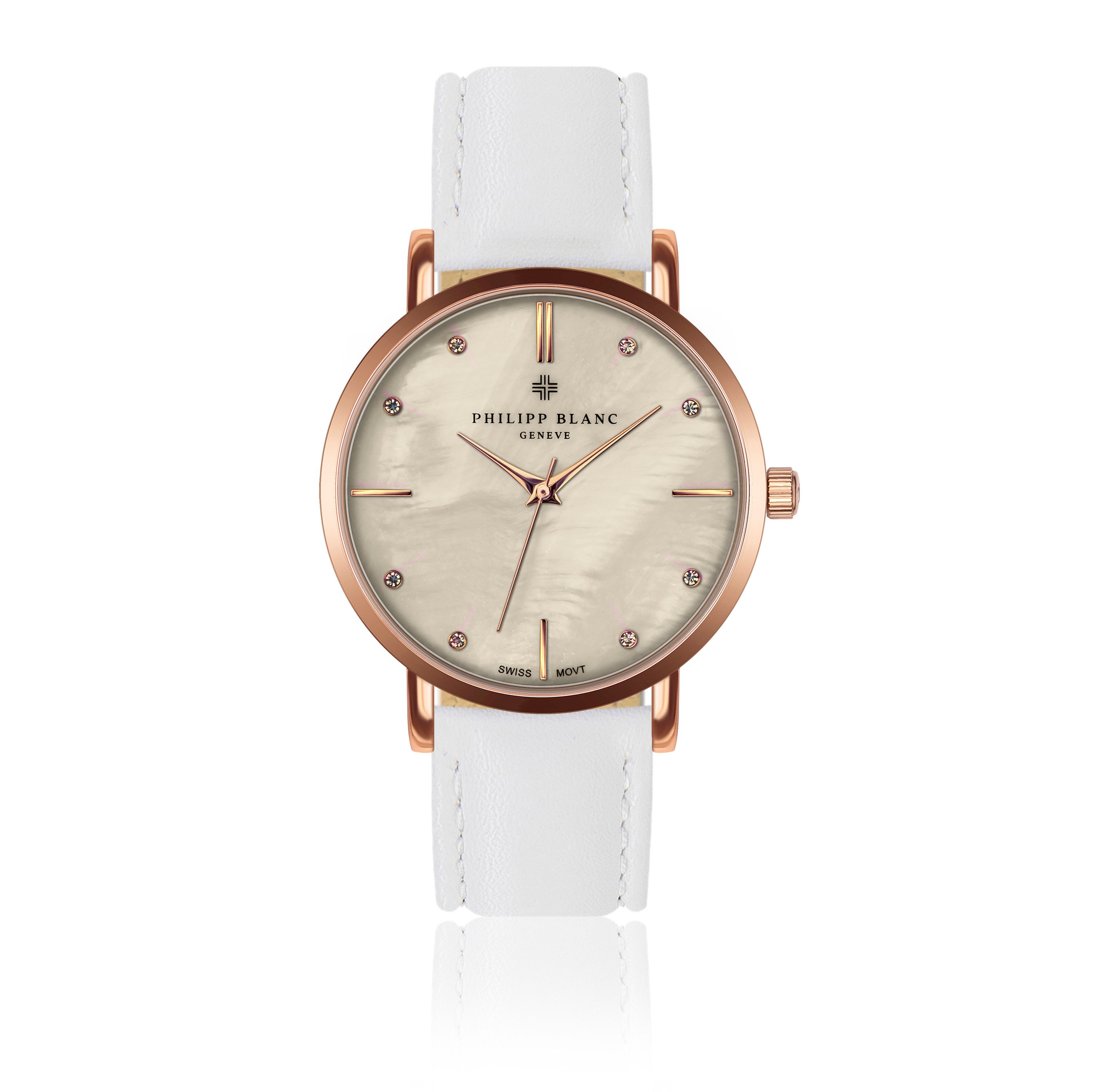 PHILIPP BLANC Quarzuhr PB6-S098R Lausanne white leather