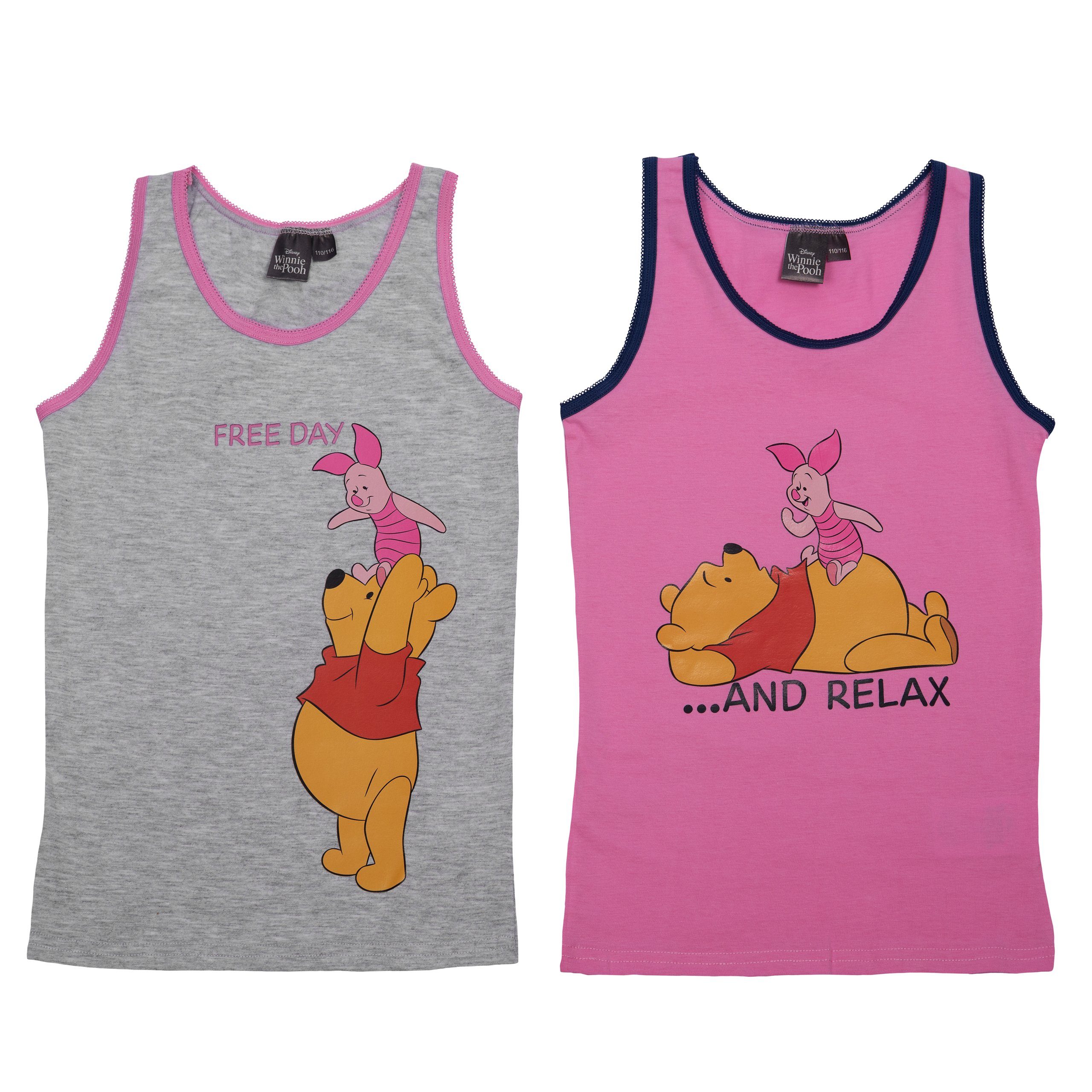 Winnie - Mädchen für Unterhemd Puuh Rosa/Grau Labels® Unterhemd (2er United Disney Pack)