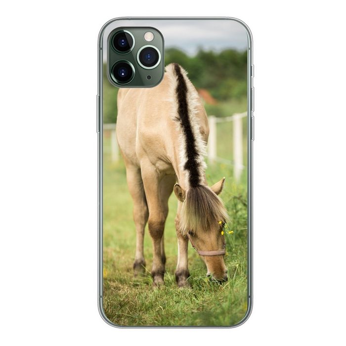 MuchoWow Handyhülle Porträt eines Fjordpferdes auf einer Wiese Handyhülle Apple iPhone 11 Pro Max Smartphone-Bumper Print Handy