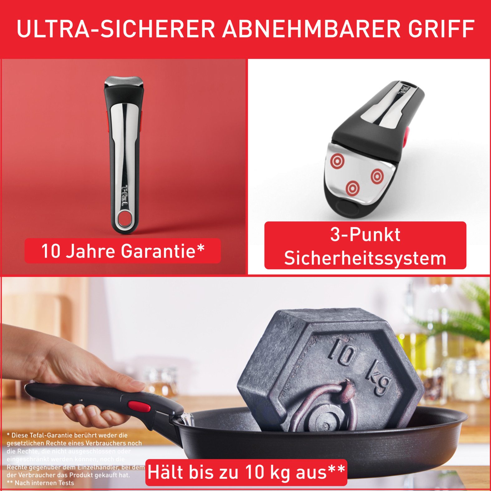 Tefal Pfannen-Set Ingenio Unlimited, Pfannenset abnehmbarer Griff, Antihaftversiegelung, Aluminium (Set, 3-tlg., 2x Pfannen Ø 24/28 cm, 1x abnehmbarer Griff, Ma – Bild 5 von 5