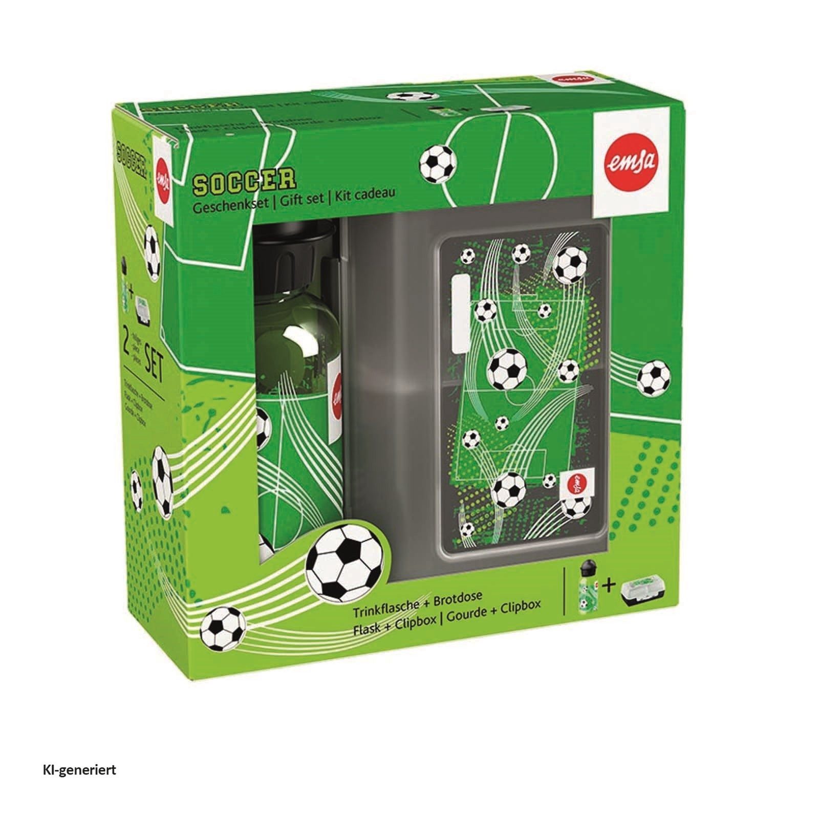 Emsa Lunchbox Set Trinkflasche Brotdose Variabolo, Kunststoff, (2-tlg., 1 Brotdose, 1 Trinkflasche), Kindertrinkflasche Brotbox