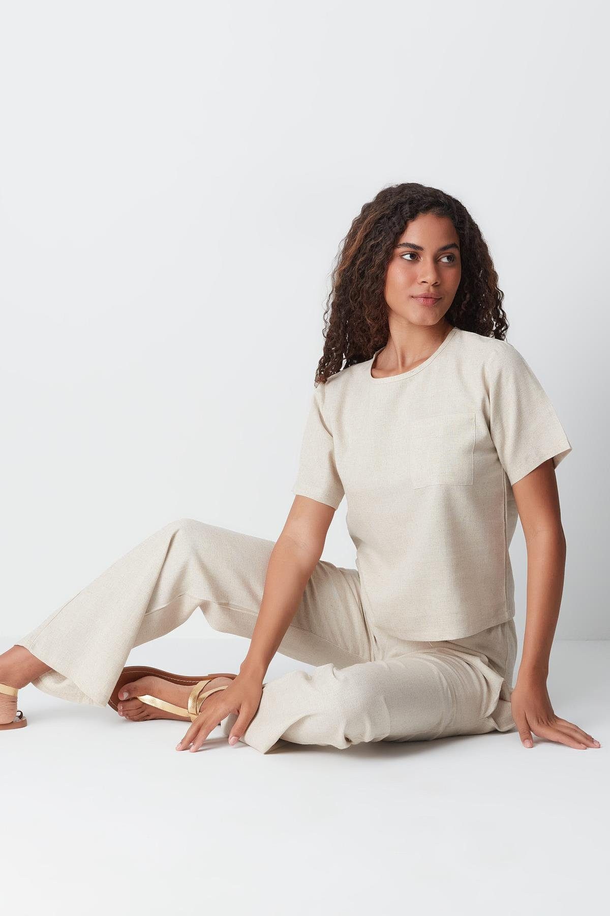 C&CITY Blusentop Kurzarm T-Shirt Set günstig online kaufen