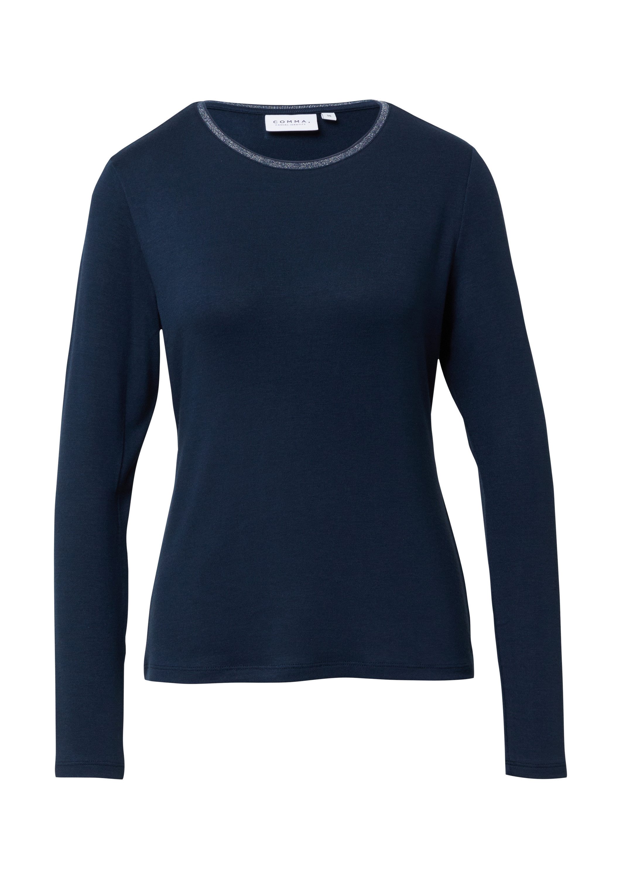 comma Langarmshirt T-Shirt Langarmshirt aus Jersey mit Glitzerdetail günstig online kaufen