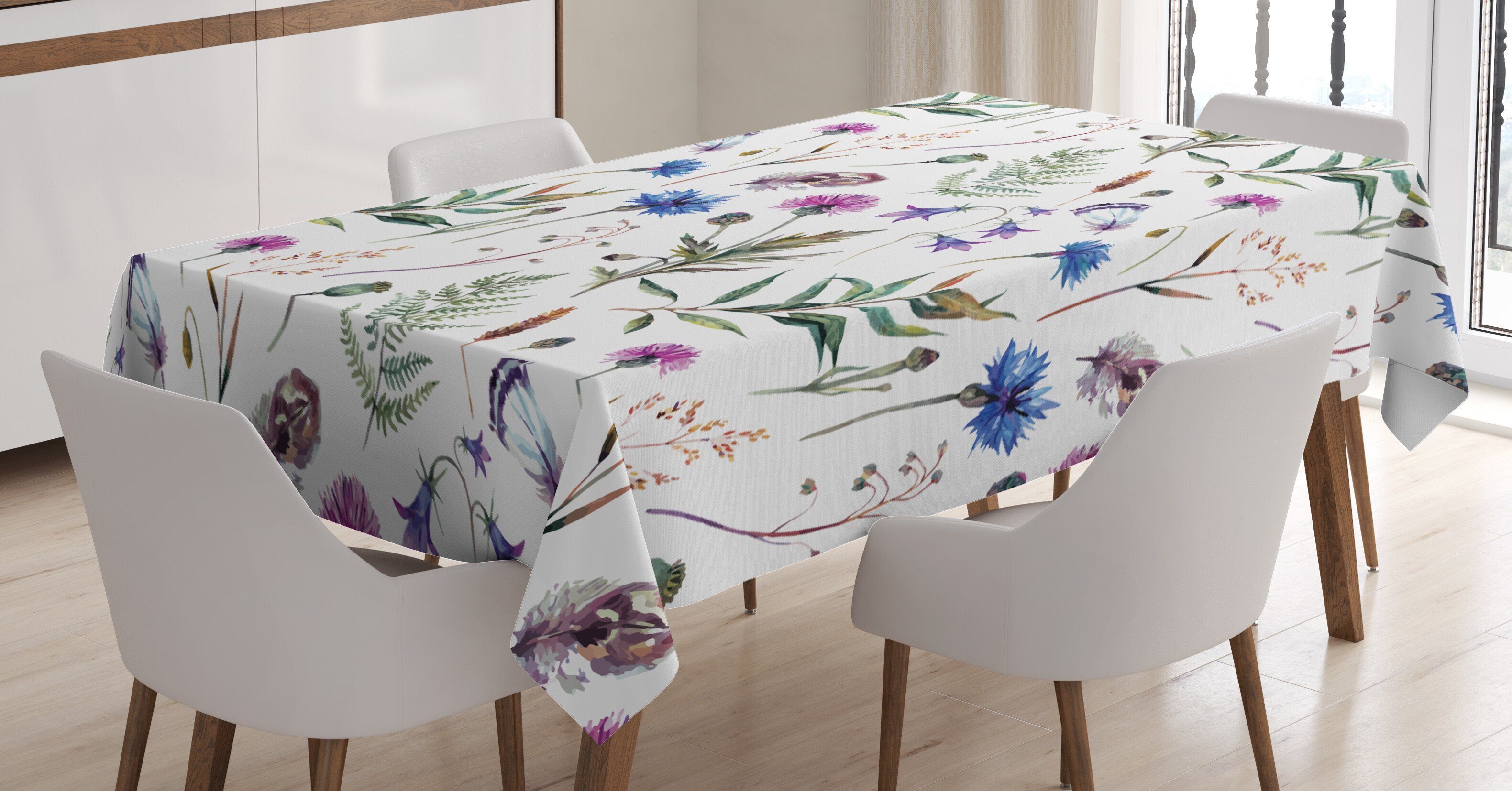 Abakuhaus Tischdecke Farbfest Waschbar Für den Außen Bereich geeignet Klare Farben, Distel Wildblumen im Frühling