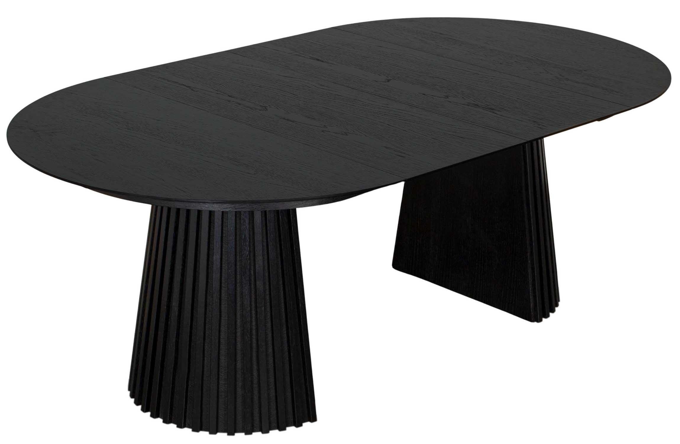 MR.DEKO Esstisch ausziehbar Andria Oval 120/210x120cm Black Oak Ausziehbarer Tisch FSC®, Esstisch, ausziehbar, 18 mm Tischplattenstärke