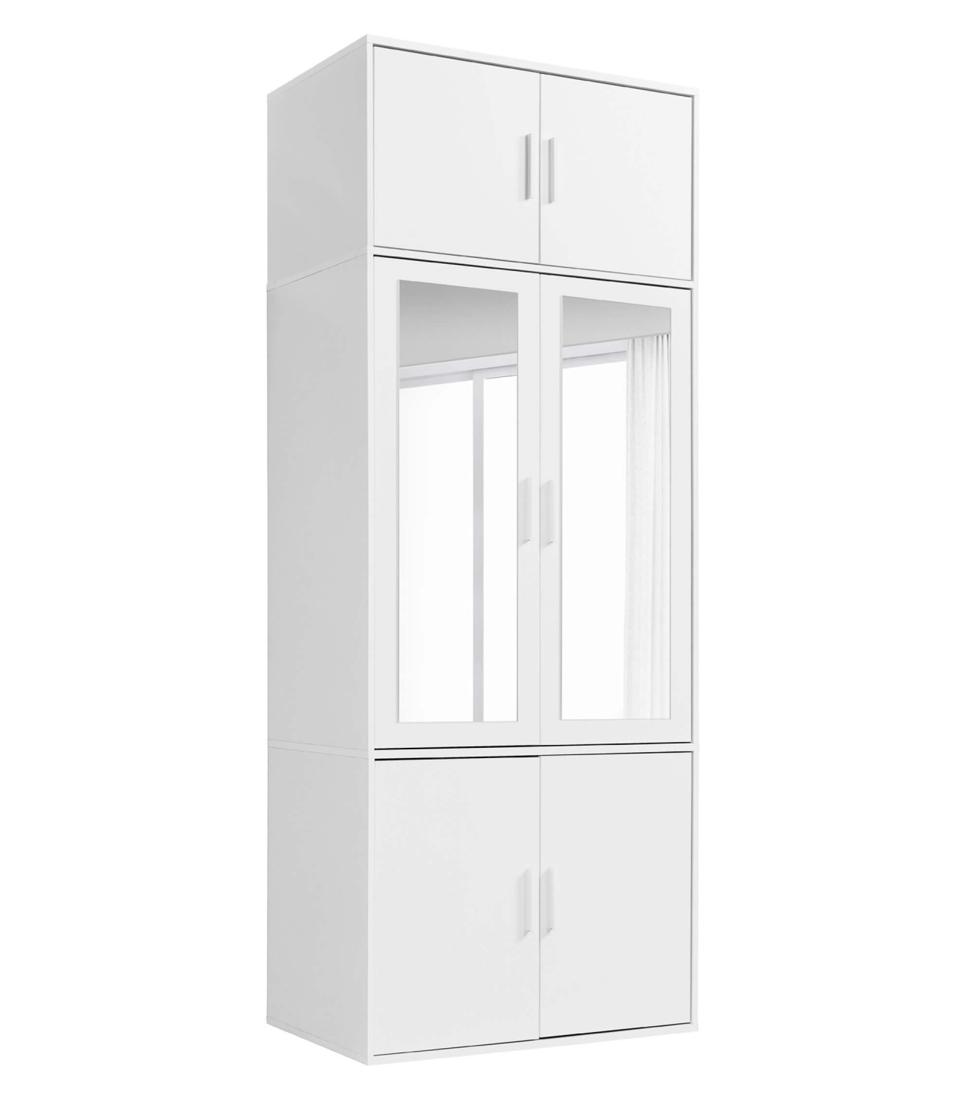 mokebo Kleiderschrank Der Grenzenlose (4-Türig mit Fächern) mit Spiegeltüren, Schrank oder Garderobenschrank mit Spiegel in Weiß