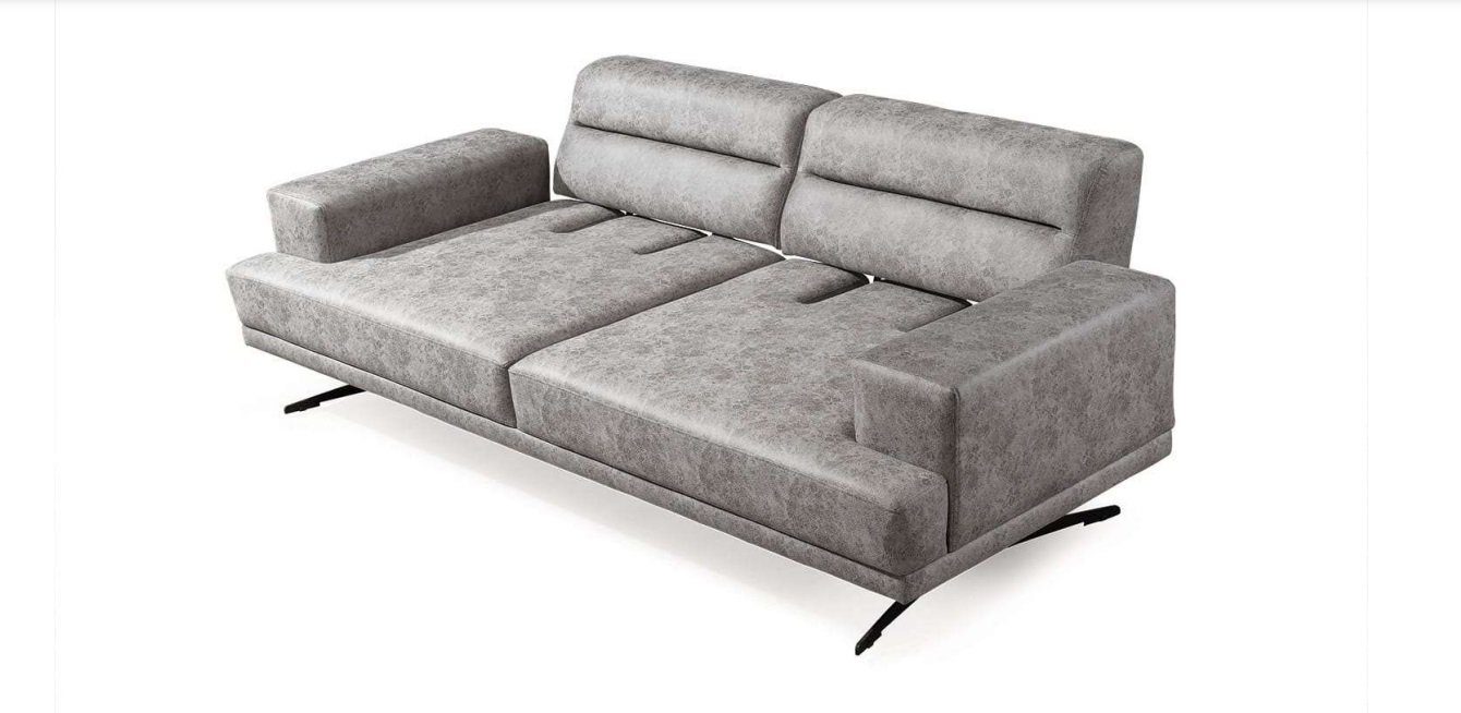 JVmoebel Sofa, Sofa 3 Sitzer Sofas Leder Dreisitzer Sitz Polster Design Modern Grau