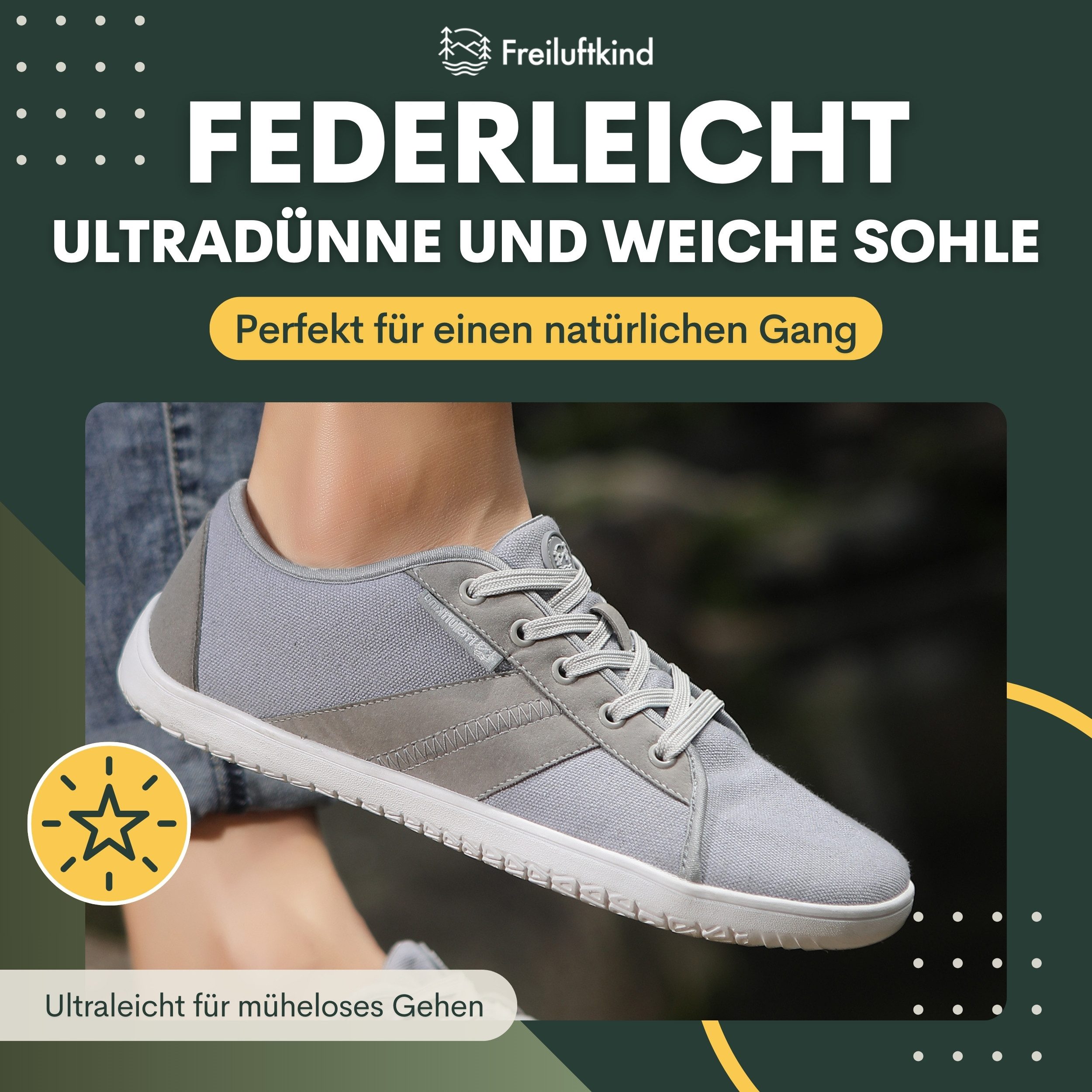 Freiluftkind Baker – gesunde Barfußschuhe Sneaker - Entlasten Füße & Gelenke Sneaker