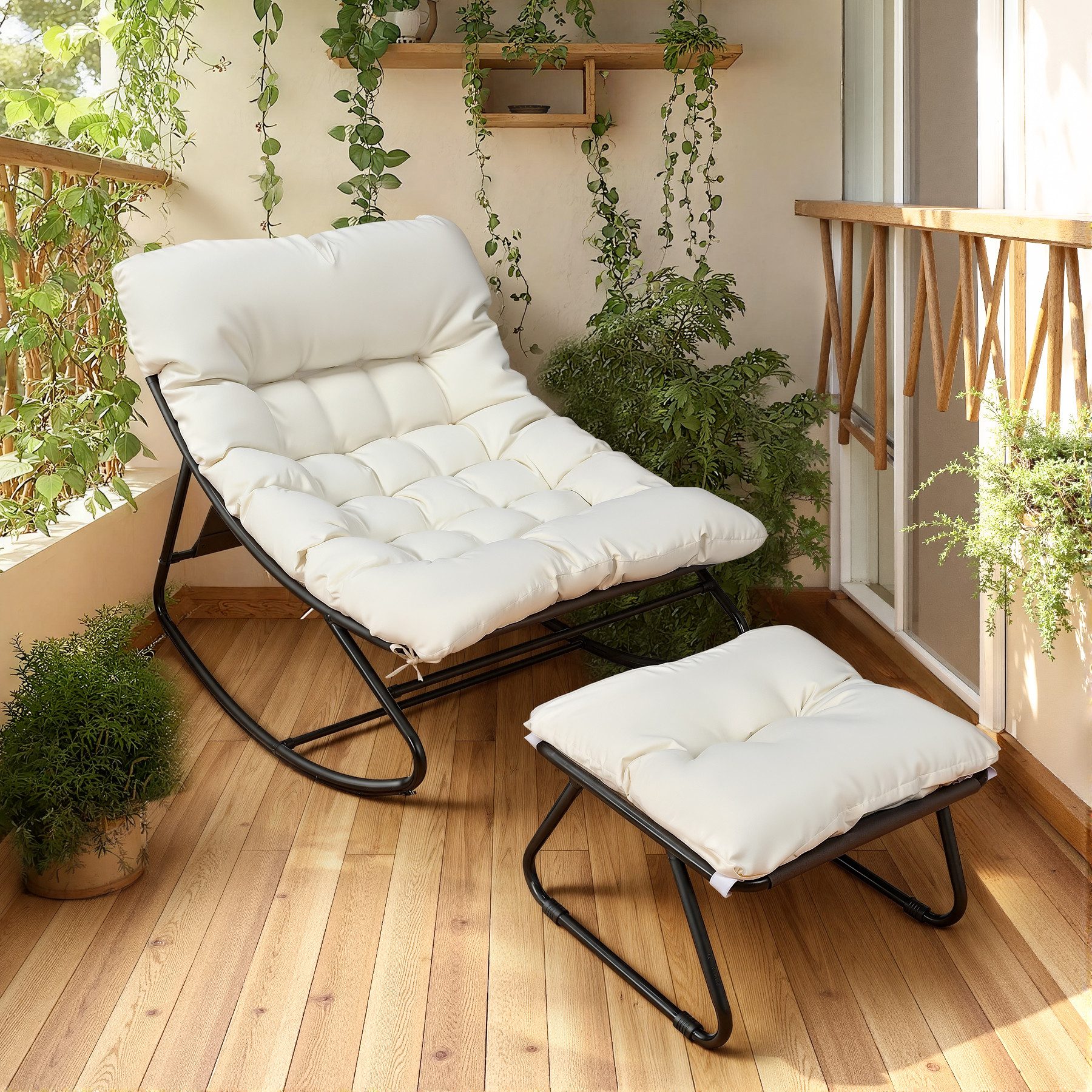 HomeMiYN Loungesessel Loungesessel Sessel Wohnzimmer Gartenliege mit Wendekissen (2er set,bestehend aus sessel mit Gepolsterten Kissen), für kinder,2 erwachsene