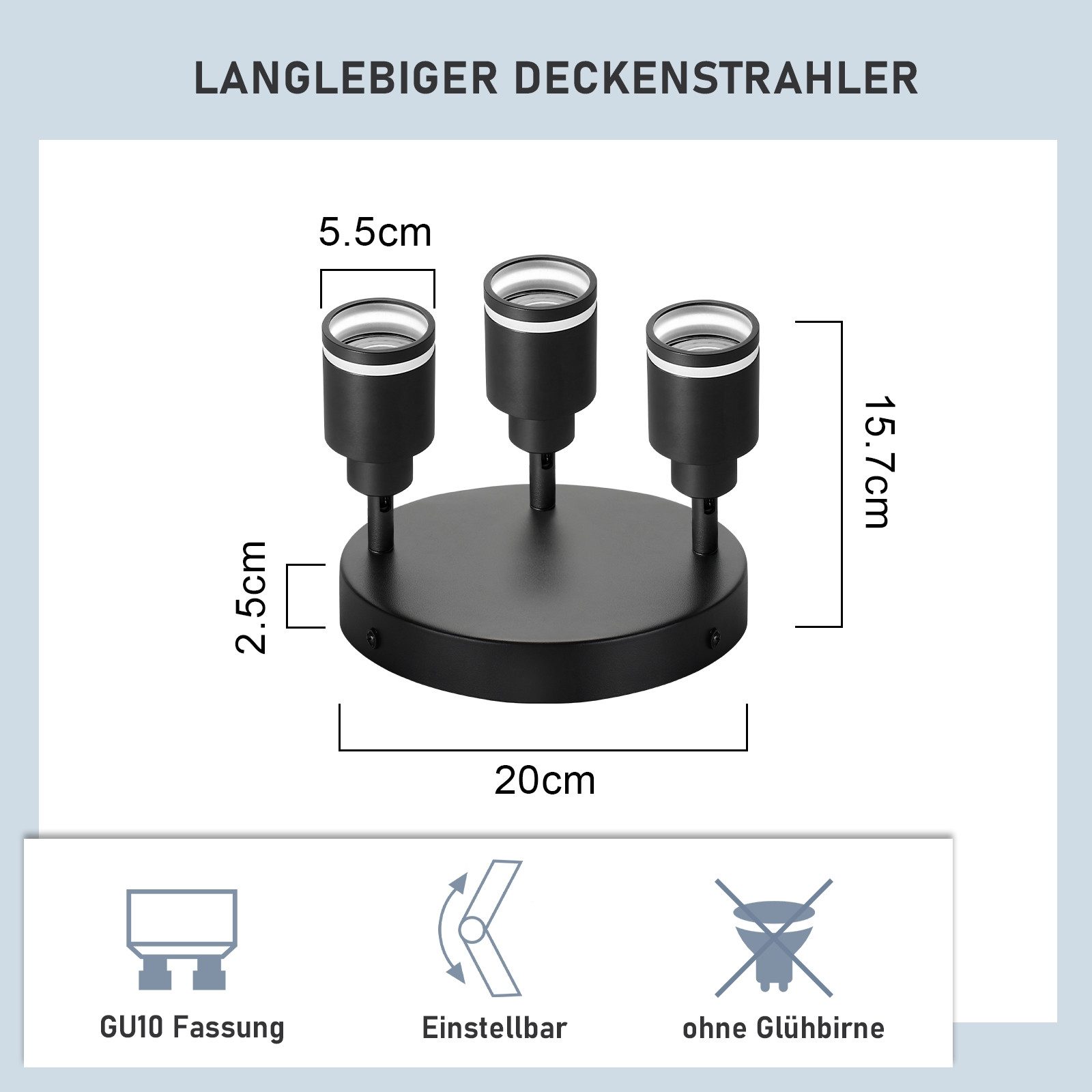 ZMH Deckenstrahler 3 Flammig Schwenkbar 355° günstig online kaufen