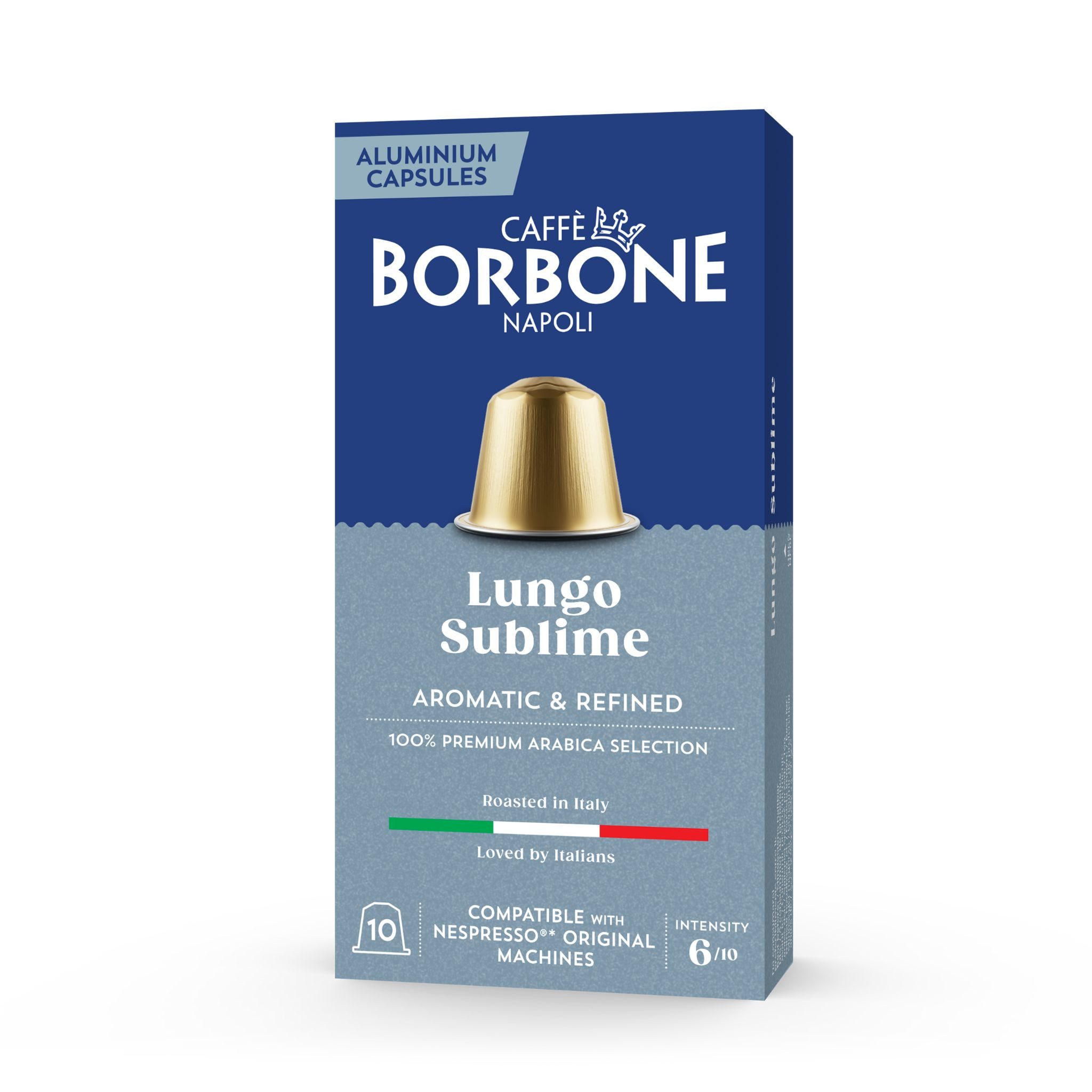 Caffè Borbone Kaffee Caffè Borbone Selection Lungo 100% Arabica – 100 Aluminium-Kapseln, (Noten von Kakao, Malzsirup und süßer Vanille, 10 x 10 Kapseln, Intensität 6/10, Ideal für 80-110 ml, Lungo Kaffee)