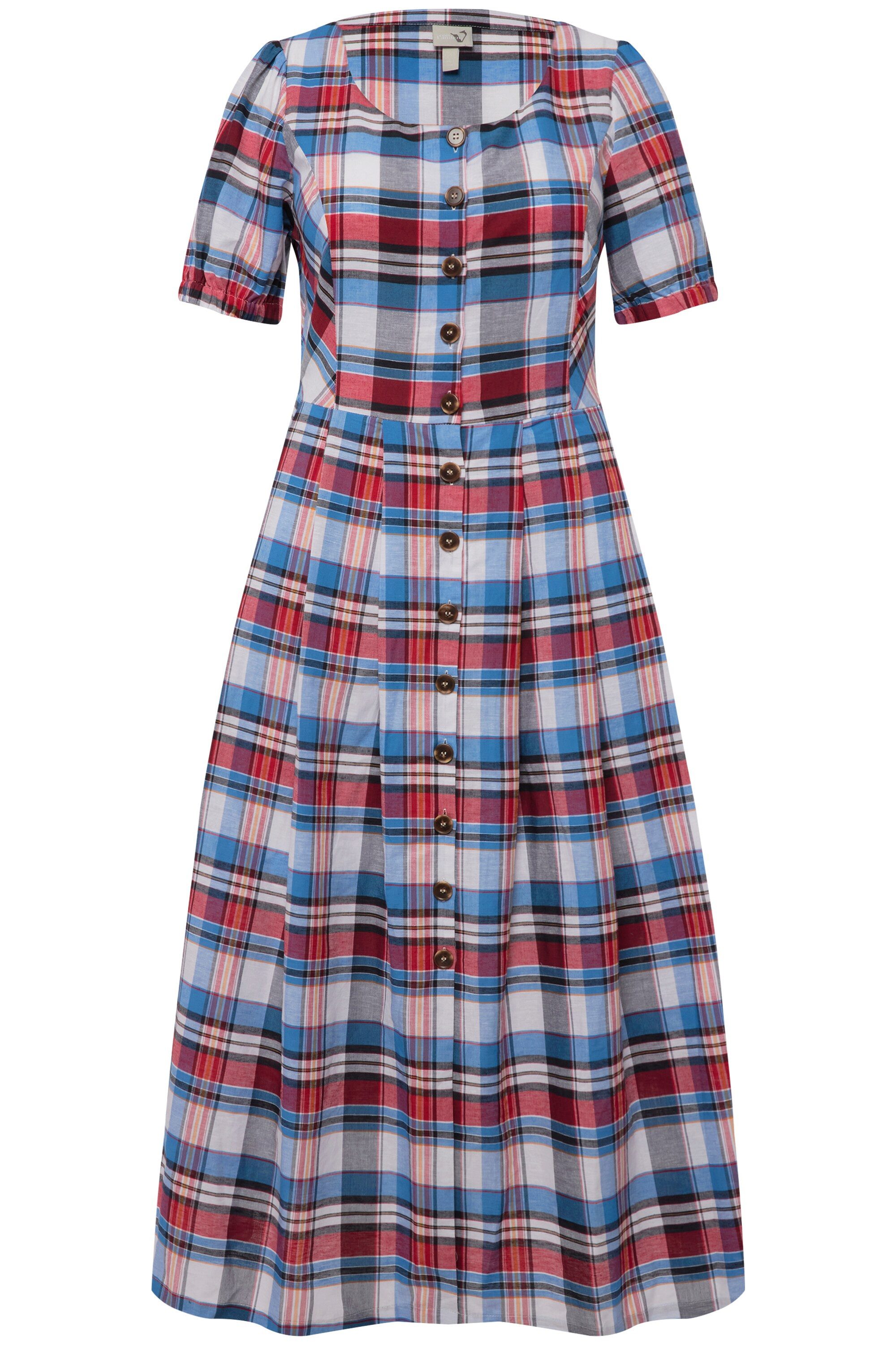 Ulla Popken Dirndl Karokleid Leinenmix Rundhals günstig online kaufen