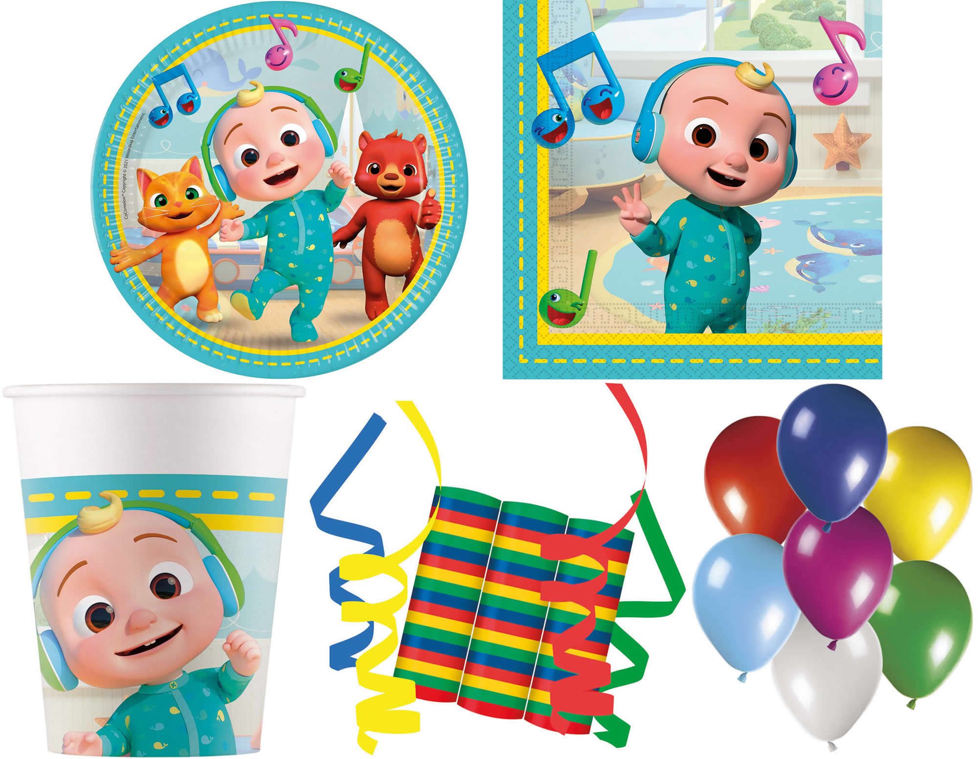 Procos Einweggeschirr-Set 140-tlg. Set Kindergeburtstag Party Feier Fete Deko Motto CoComelon (140-tlg), 8 Personen