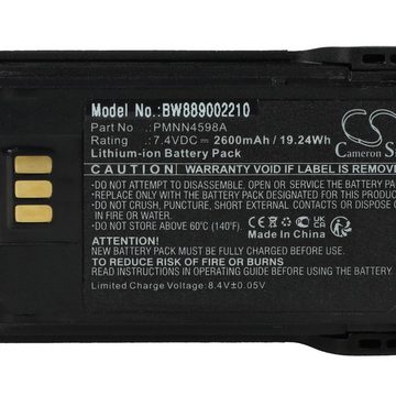 vhbw Ersatz für Motorola PMNN4600A, PMNN4598A für Akku Li-Ion 2600 mAh (7,4 V)