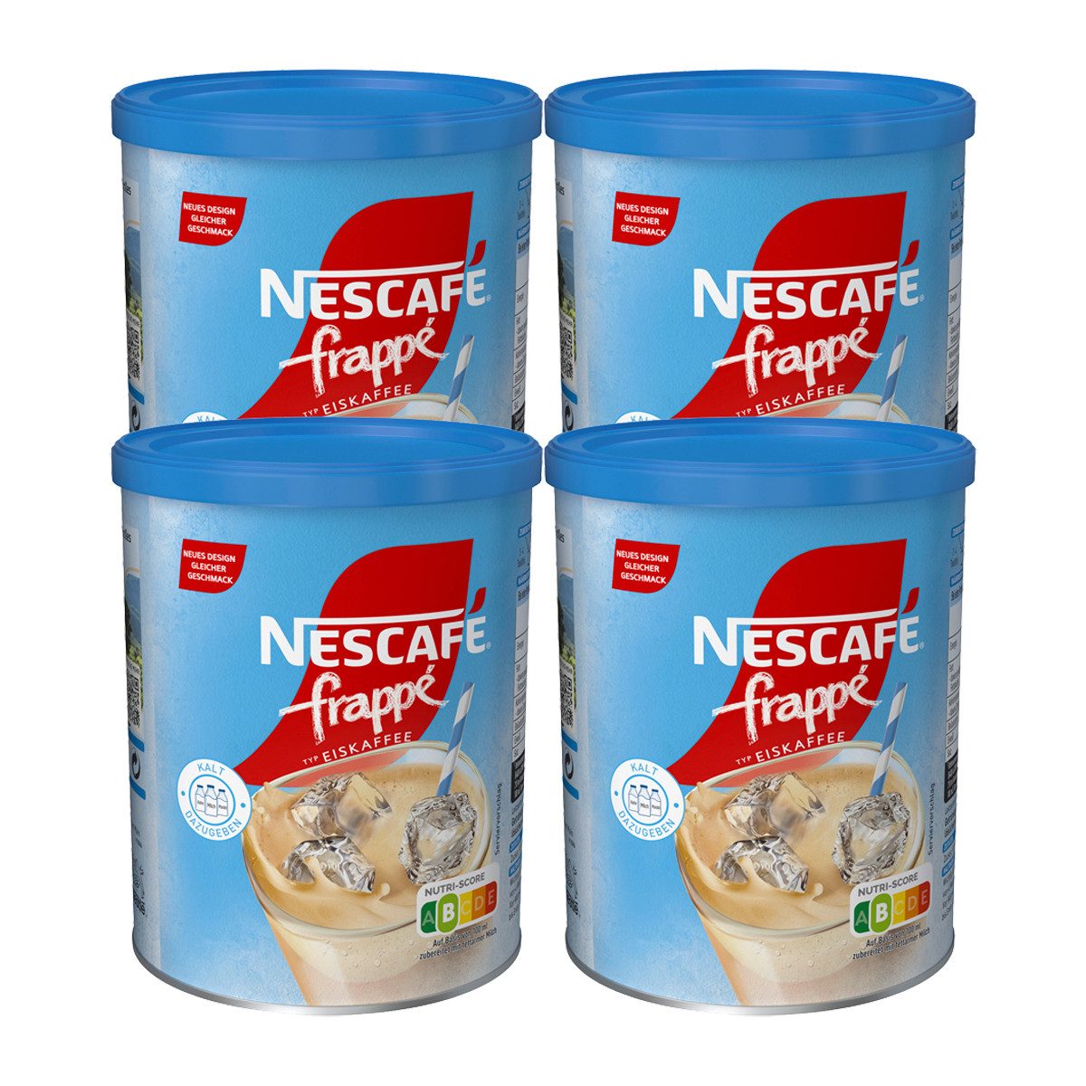 NESCAFE Kaffee, Nescafe frappe Eiskaffee erfischende Kaffeemischung 275g 4er Pack