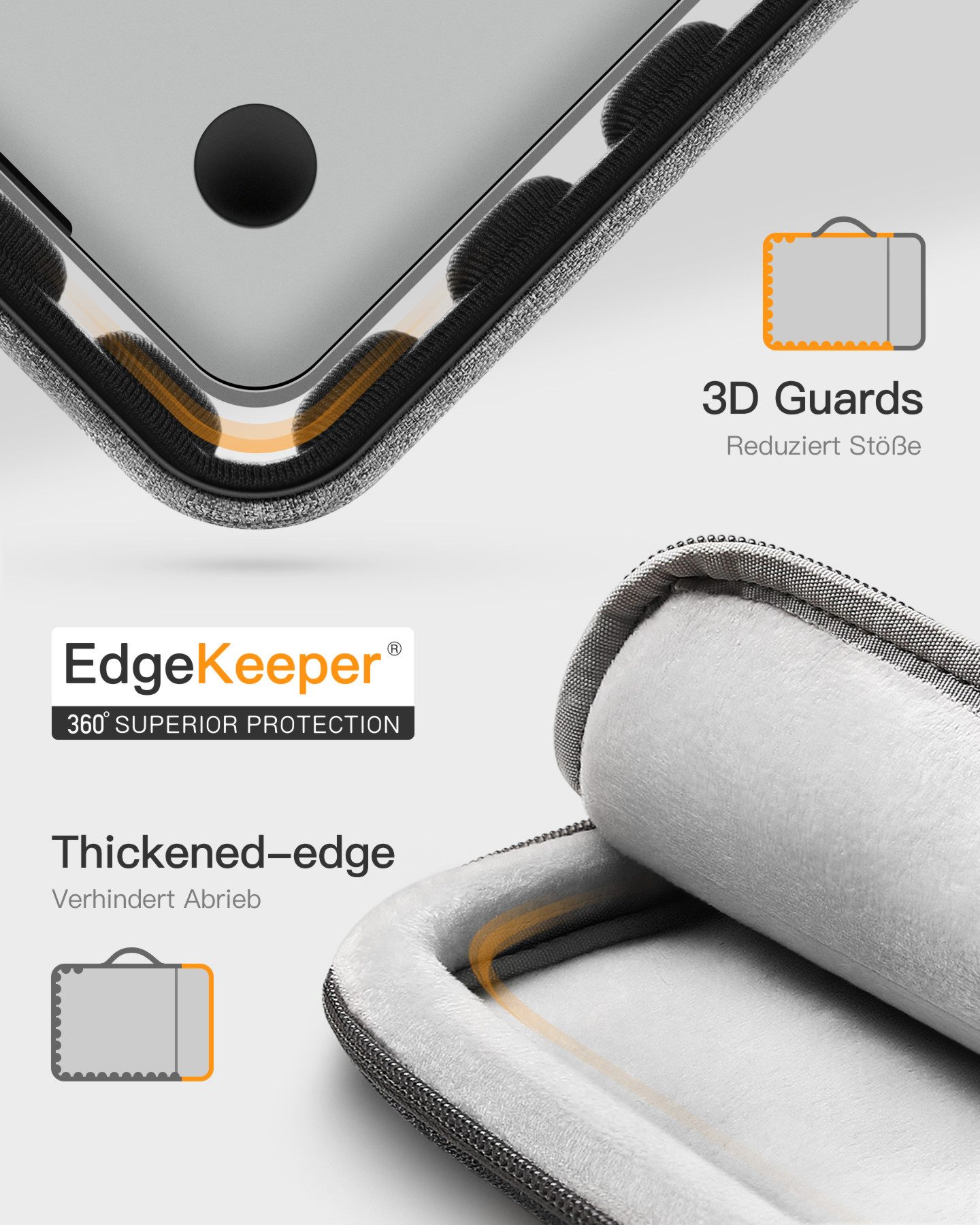 Inateck Laptop-Hülle Laptoptasche 360° Schutz für 16 Zoll MacBook Pro M5 M4 M3 M2, für 15 Zoll Surface Book/XPS 15 und andere 15-Zoll-Laptops