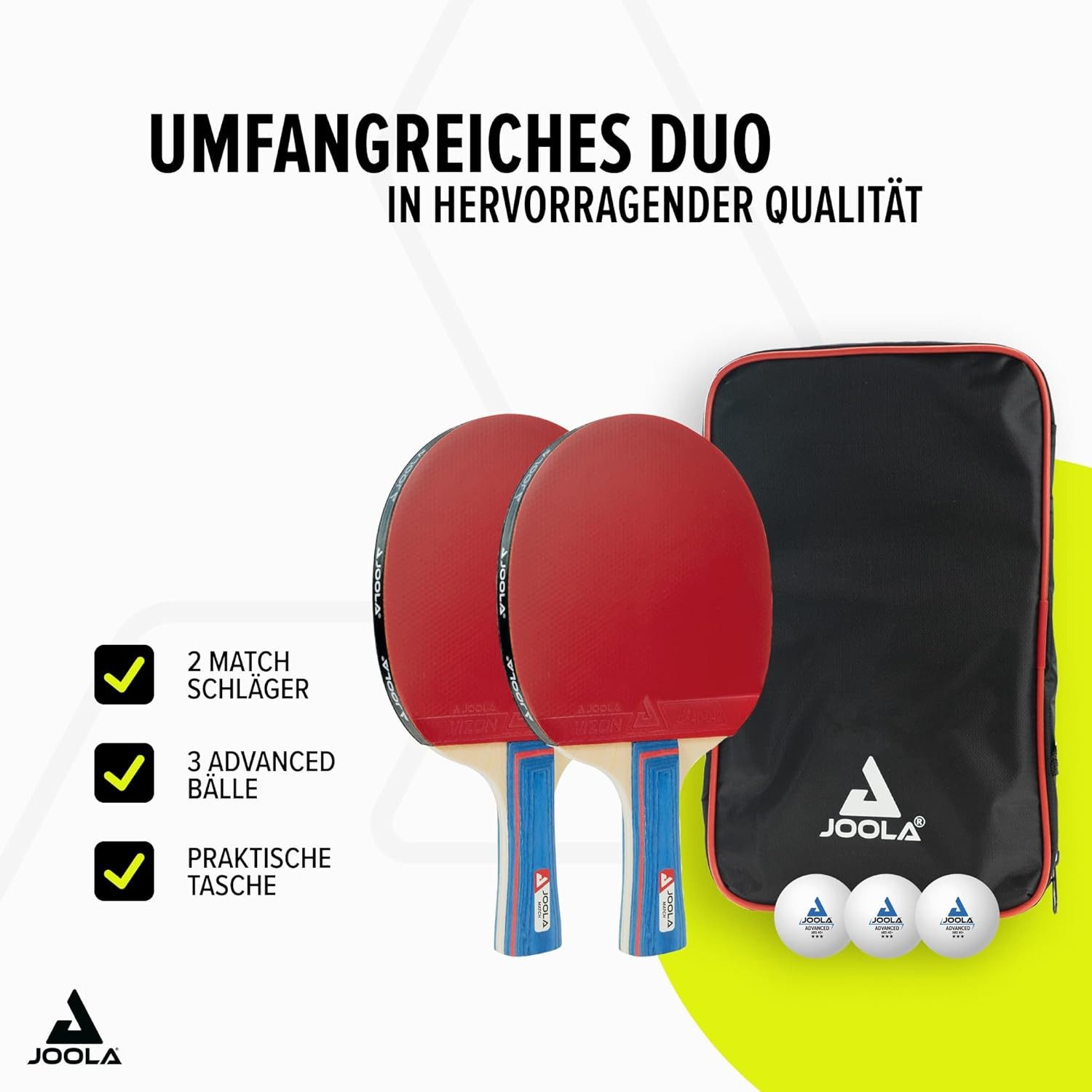 Joola Tischtennisschläger Tischtennis Duo Set, Tischtennis Schläger Set Tischtennisset Table Tennis Bat Racket – Bild 2 von 5