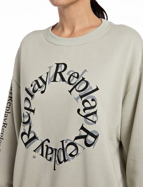 Replay Sweatshirt mit Markenprint in Kontrast vorn und an den Ärmeln