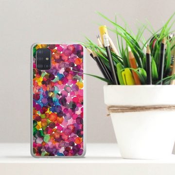DeinDesign Handyhülle bunt Punkte Wasserfarbe Overlapped Watercolor Dots, Samsung Galaxy A51 Silikon Hülle Bumper Case Handy Schutzhülle