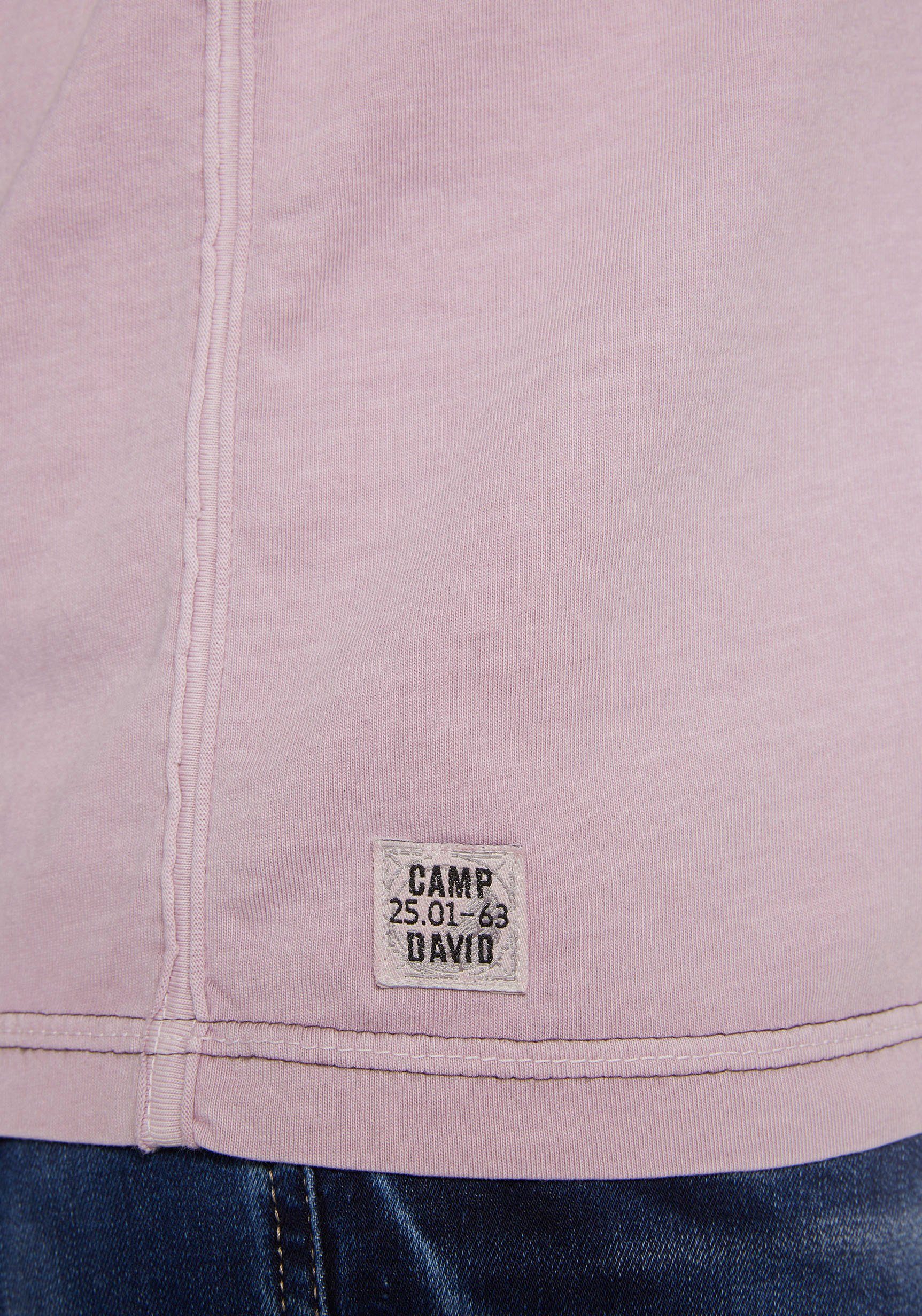 CAMP DAVID T-Shirt french Kontrastnähten mit violet