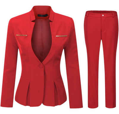 Allthemen Hosenanzug (2 tlg) Damen Eleganter Business Anzug Set mit einem Knopf