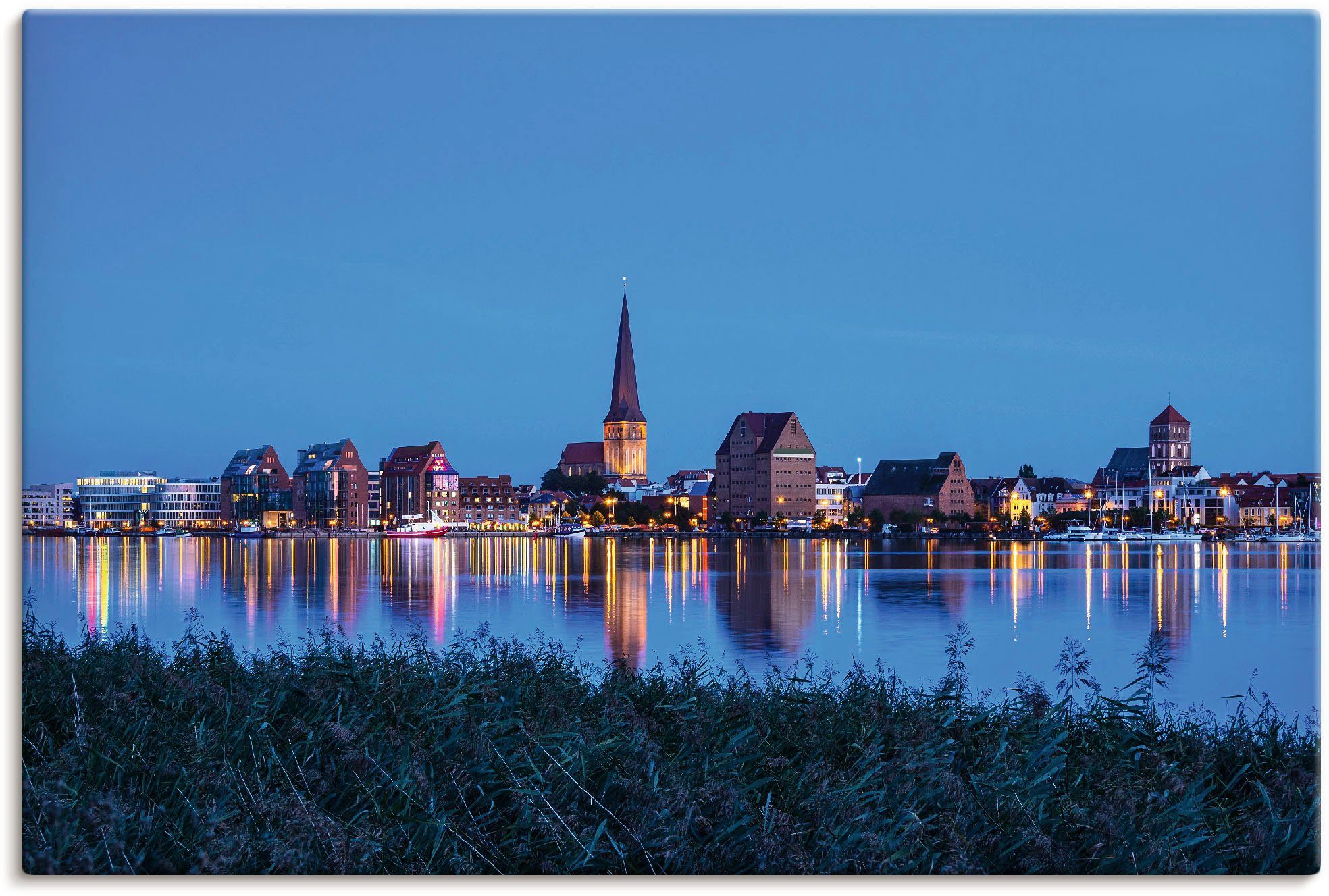 Artland Wandbild Blick als Leinwandbild, (1 in auf über St), Poster Rostock oder Alubild, Warnow Wandaufkleber versch. Rostock, Größen