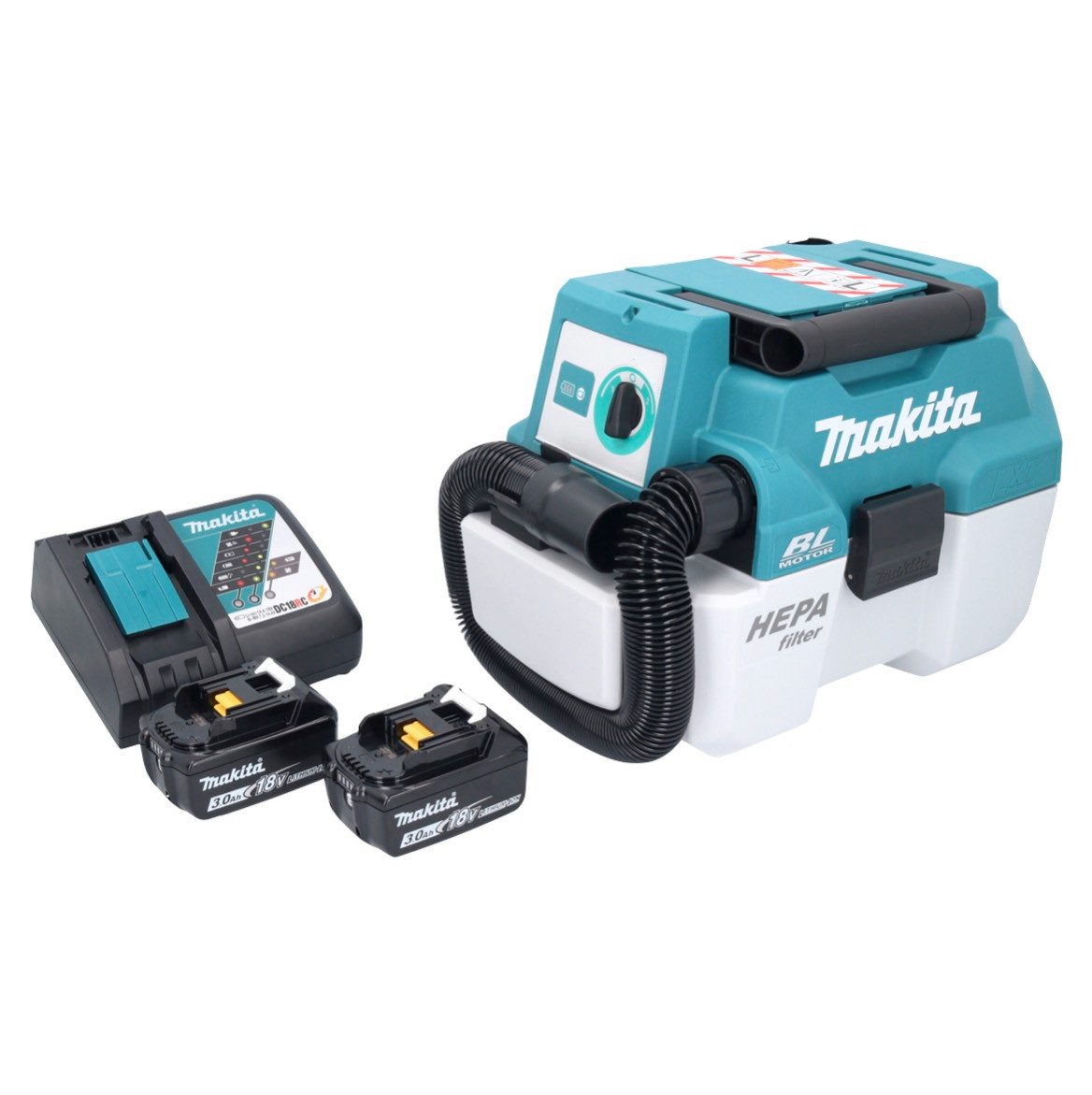 Makita Akku-Handstaubsauger DVC 750 LRF Akku Staubsauger LXT 18 V 67 mbar 7,5 l Brushless + 2x