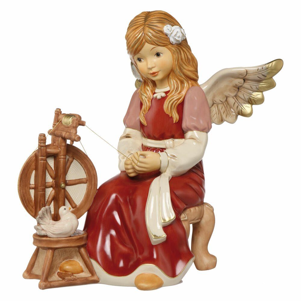 Goebel Engelfigur Märchenhaftes Spinnrad Bordeaux