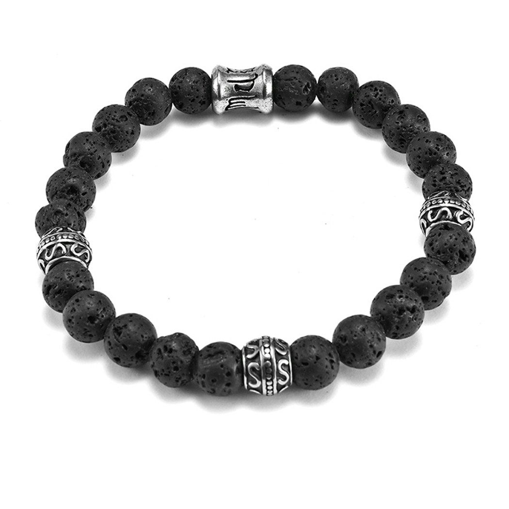 RAIKOU Armband aus Naturstein – Lava- und Marmor-Optik, 8 mm Perlen, (mit e günstig online kaufen