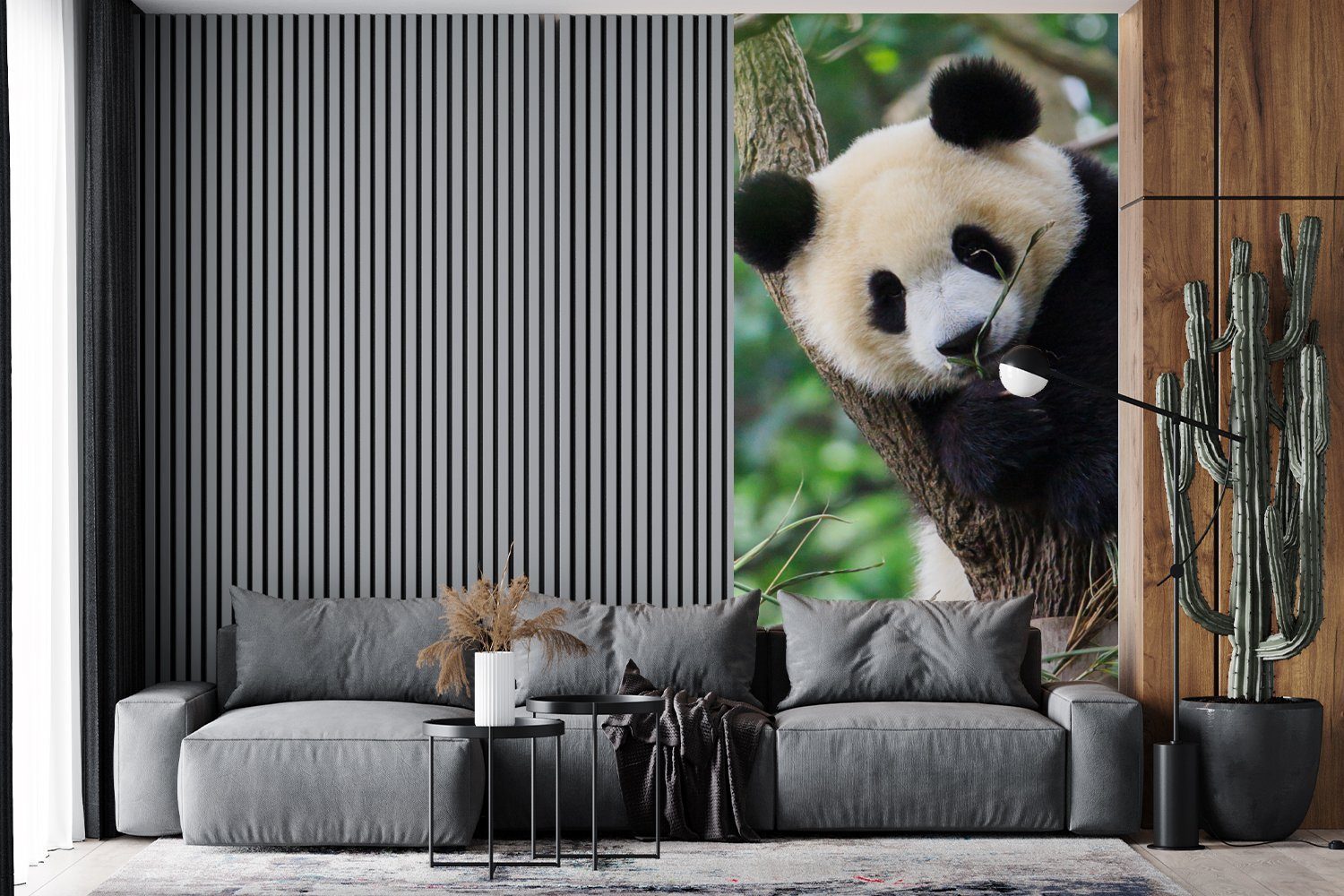 Küche, Panda - - St), MuchoWow (2 - Schlafzimmer Fototapete Matt, Dschungel Wohnzimmer Vliestapete Tiere bedruckt, Natur, Fototapete für