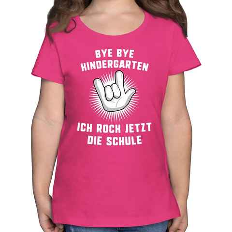 Shirtracer T-Shirt Bye Bye Kindergarten Ich rock jetzt die Schule Hand Einschulung Mädchen