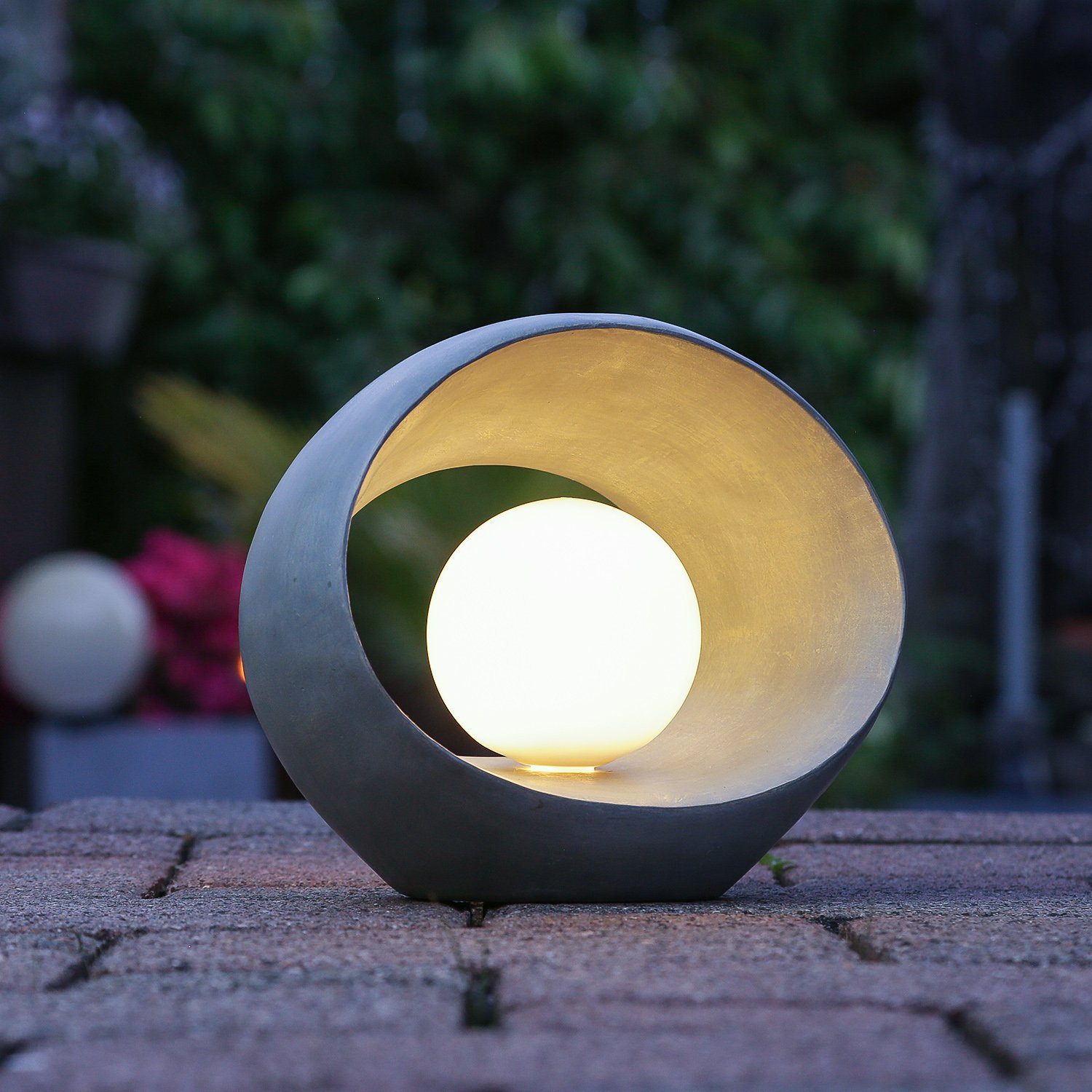 MARELIDA LED Solarleuchte LED Solar Dekoleuchte 21cm Kugellampe im Stein Solarleuchte Garten, LED Classic, warmweiß (2100K bis 3000K)
