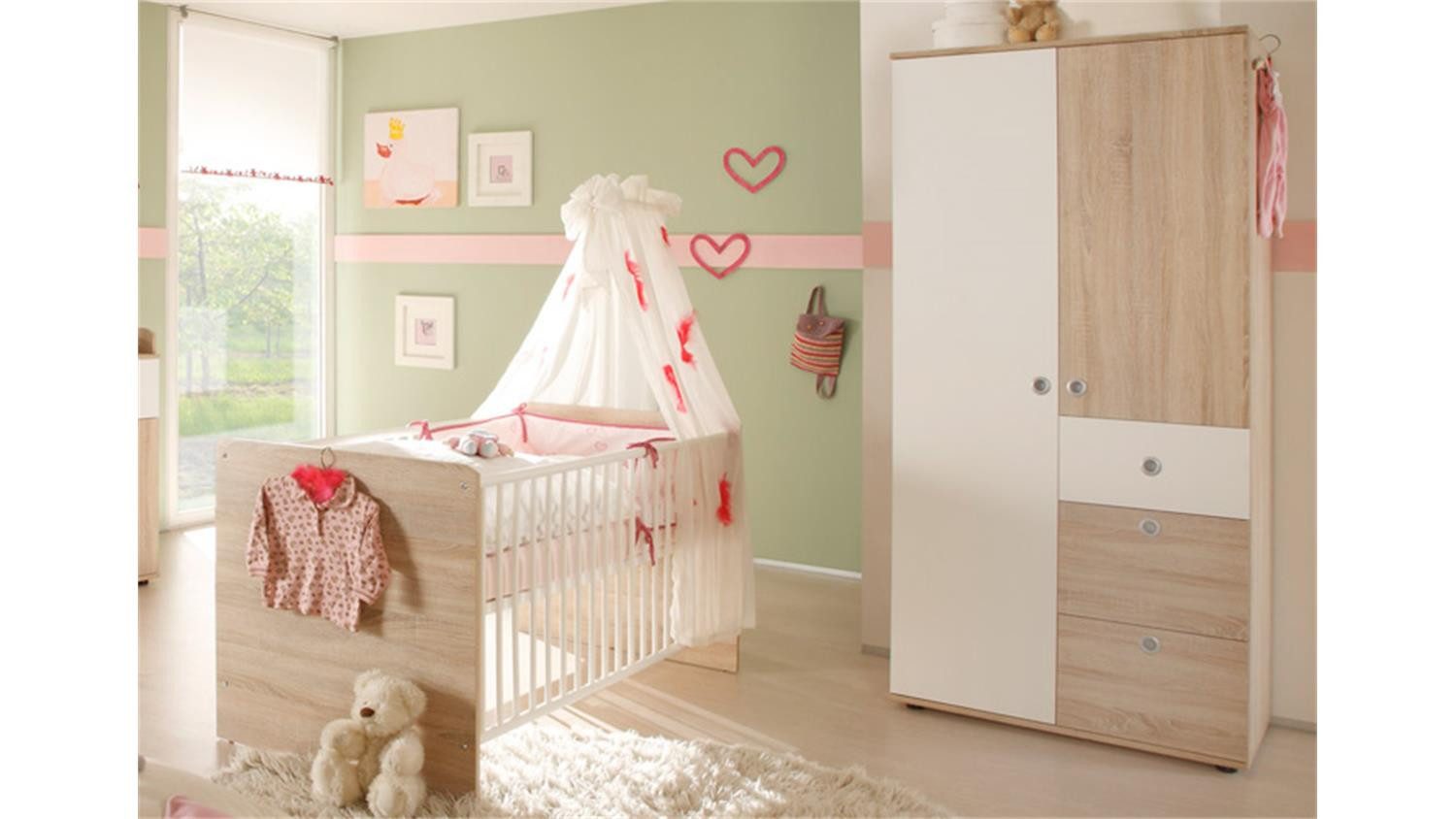 Bega Consult Babyzimmer-Komplettset Babyzimmer Wiki 4-tlg Sonoma Eiche Sägerau, (4-tlg)