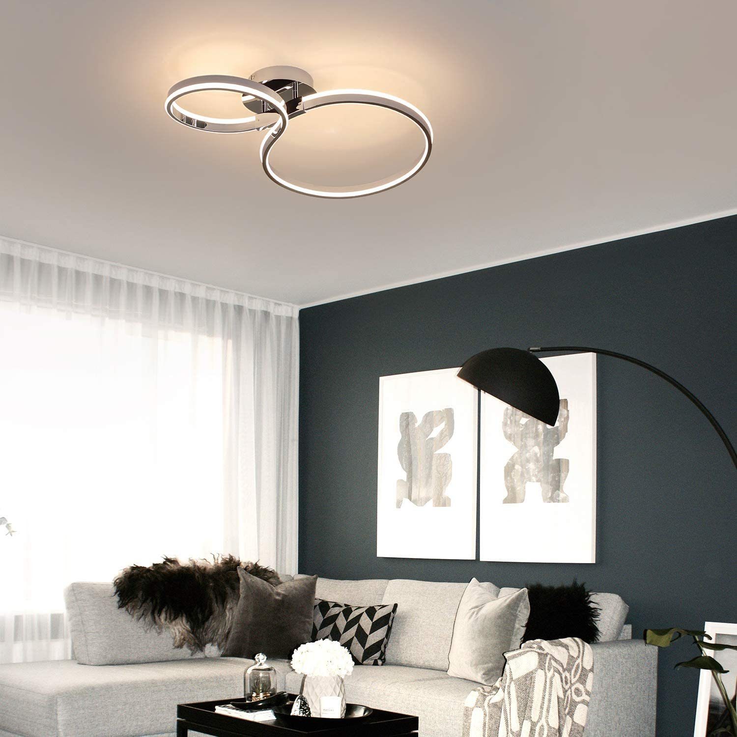 Schlafzimmer Deckenleuchte integriert Aluminium LED Warmweiß für fest Chrom Eisen LED Büro, ZMH