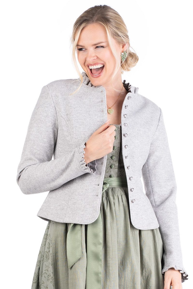 Spieth & Wensky Trachtenjanker Walkjacke Damen - KORDULA - silber