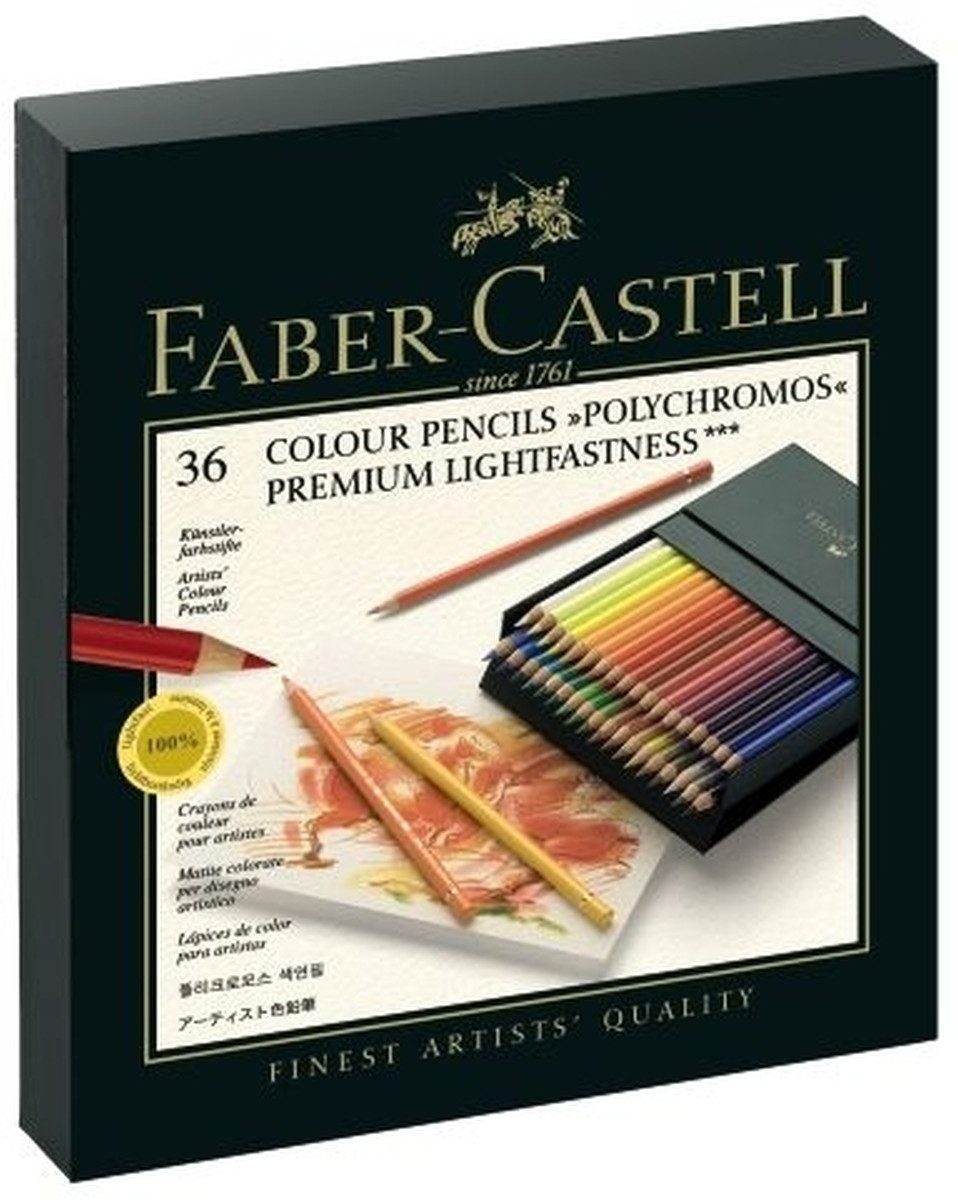 Maltuch Künstlerfarbstift Polychromos farbig sortiert in Atelierbox 36 Stück