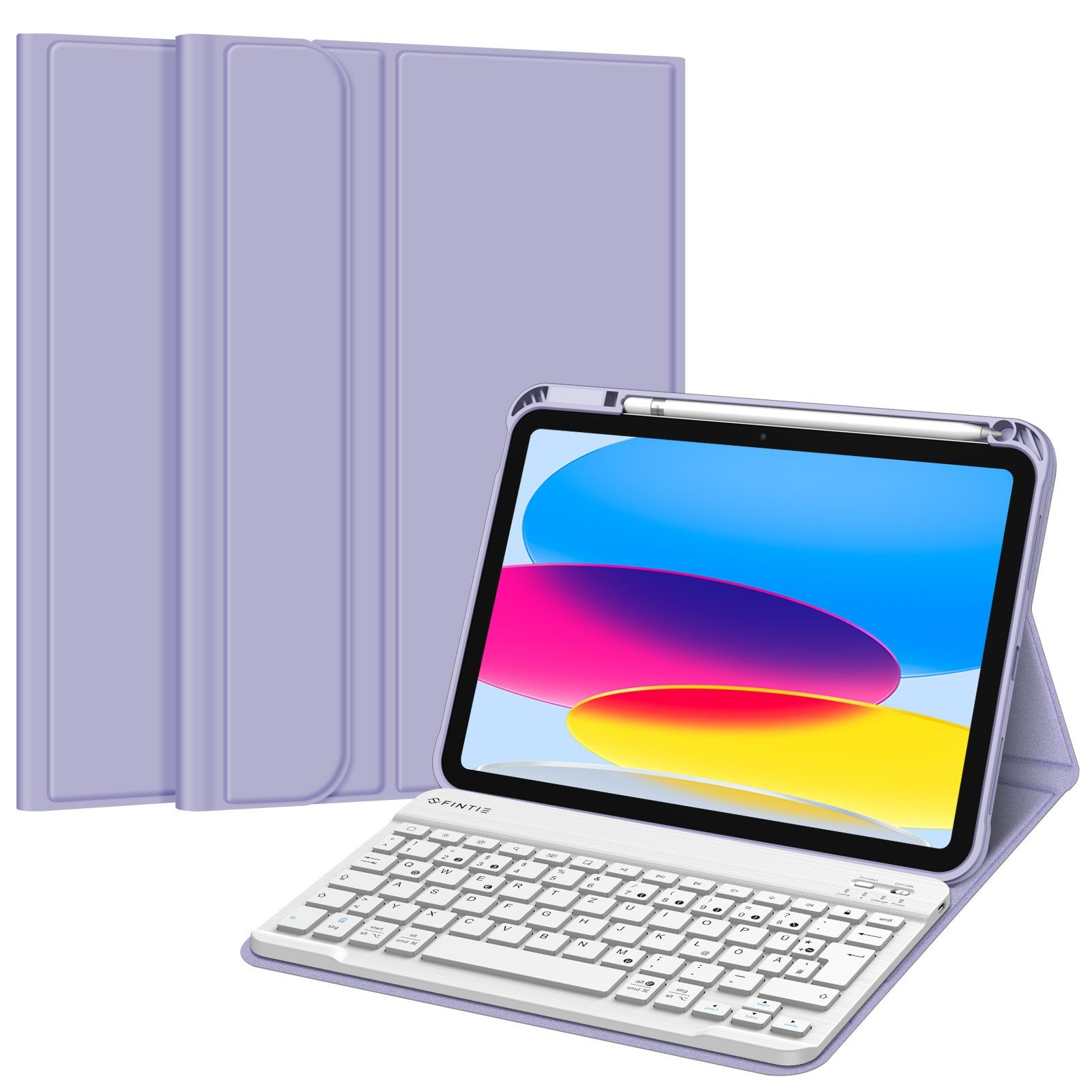 Fintie für iPad 11. Generation 11" 2025(A16), iPad 10. Generation 2022 10.9" Apple-Tastatur (Case mit Pencil Halter, magnetisch Abnehmbarer Tastatur(QWERTZ Layout)