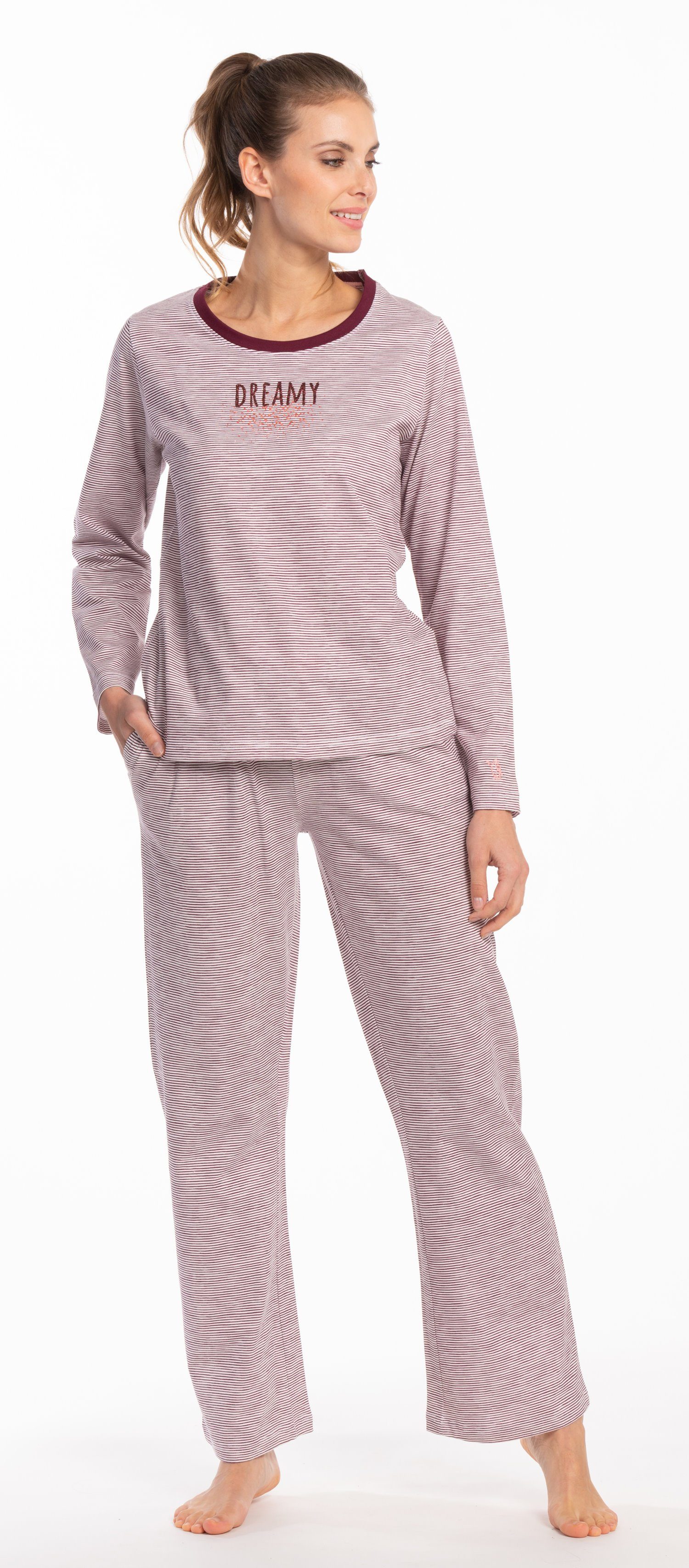 Schlafanzug Baumwolle, tlg) Damen Single (2 Eskimo Schlafanzug Qualität Jersey