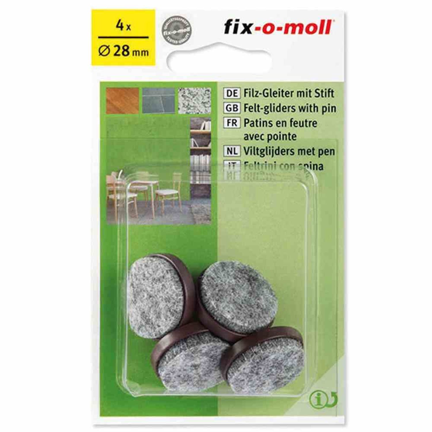 Fix-O-Moll Filzgleiter Filzgleiter m.Stift br.28mm 4 Stück
