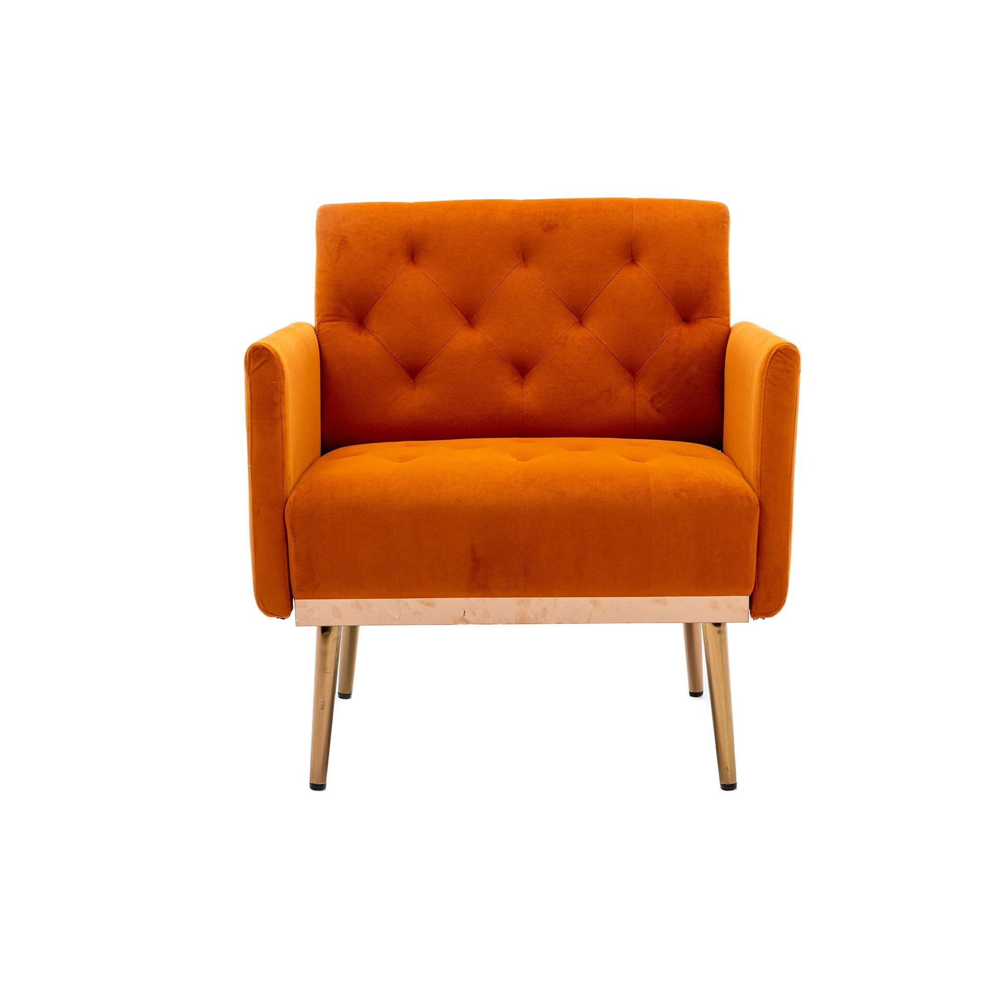 REDOM Esszimmerstuhl Freizeitsessel mit roségoldenen Füßen,Vierbeiniger Akzentstuhl Stuhl, orange