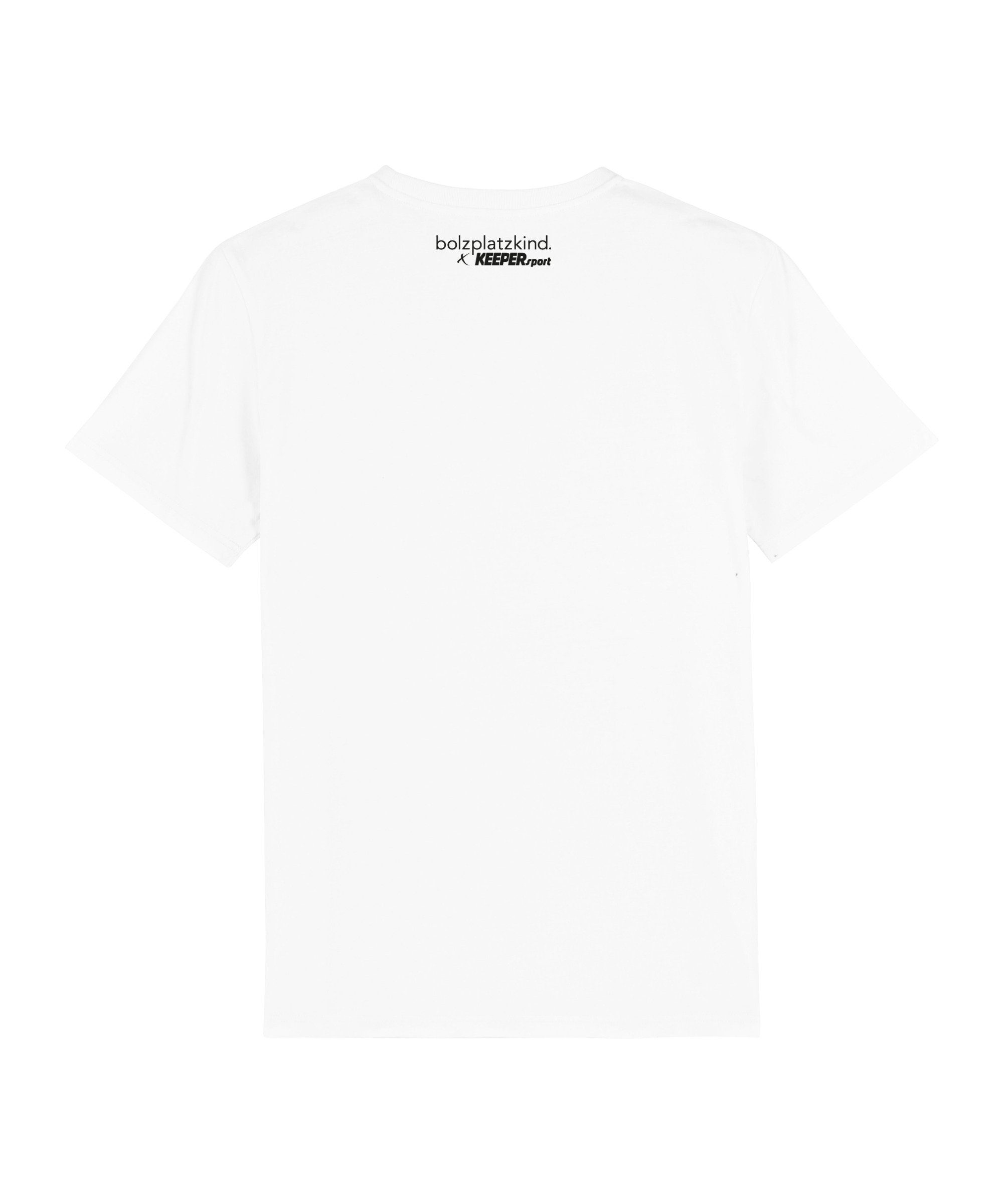 default X T-Shirt Bolzplatzkind Keepersport weiss T-Shirt "Story"
