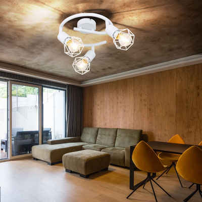 etc-shop LED Deckenleuchte, Leuchtmittel inklusive, Warmweiß, Design Decken Leuchte Ess Zimmer Strahler Rondell Lampe Spot Käfig-