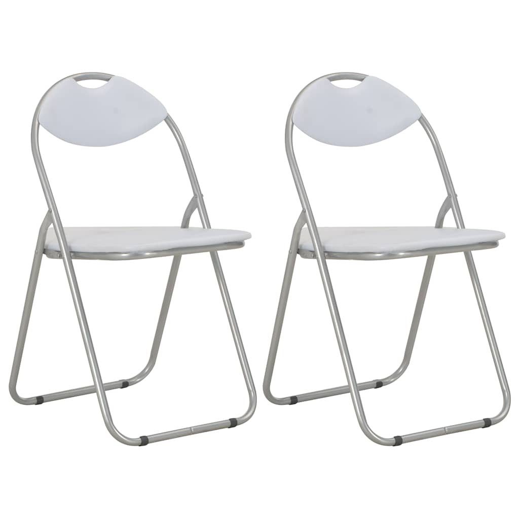vidaXL Esszimmerstuhl Klappstühle, 2 Stück, weißes Kunstleder (2 St), Klappstühle, 2 Stück, weißes Kunstleder